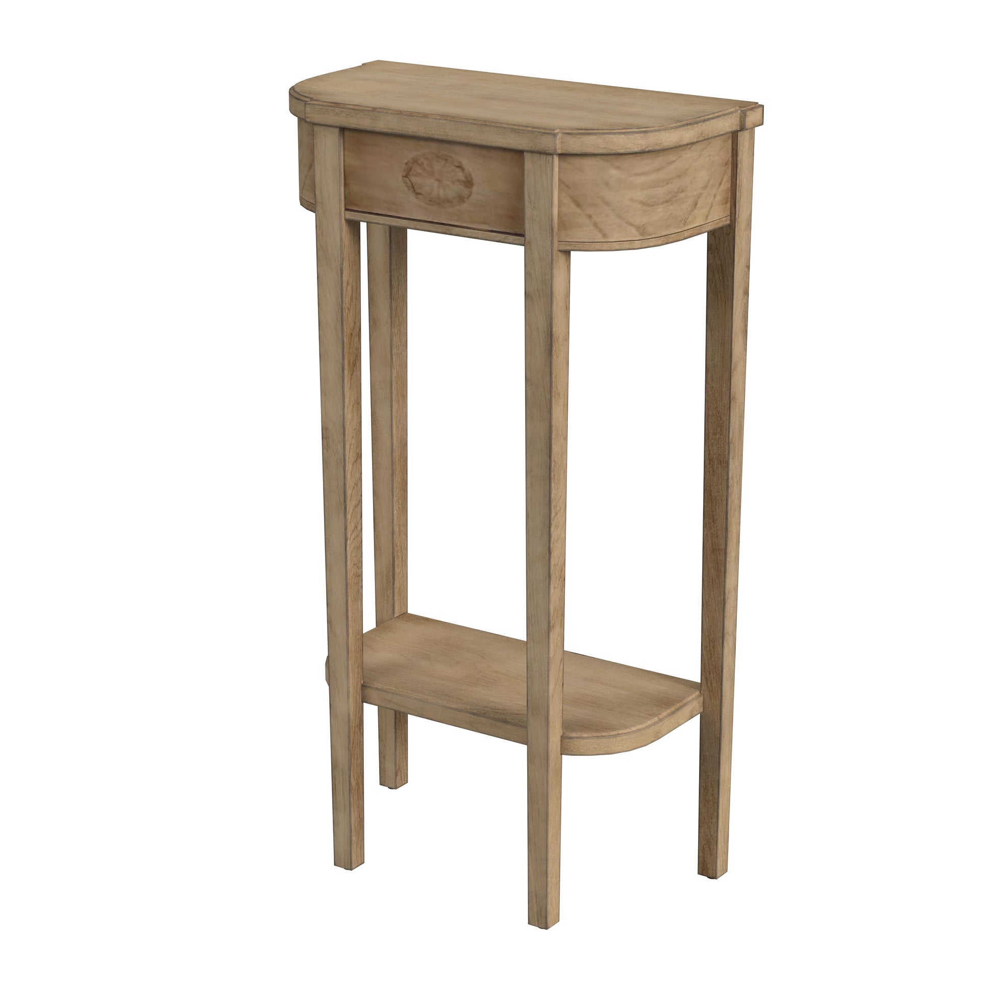 Butler Specialty Company Wendell 17.5 in. W Demilune Wood Console Table with Lower Open Shelf, Beige
