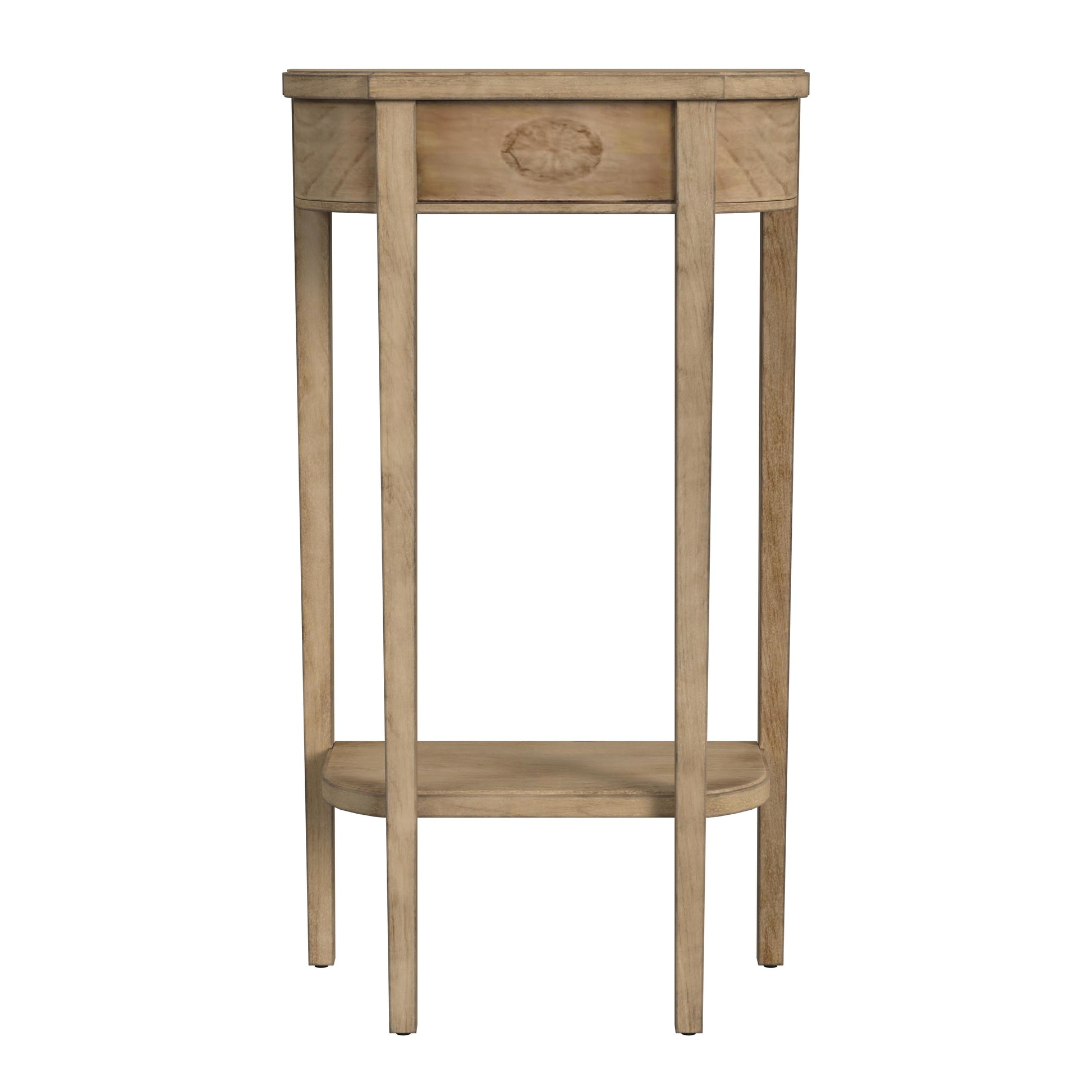Butler Specialty Company Wendell 17.5 in. W Demilune Wood Console Table with Lower Open Shelf, Beige