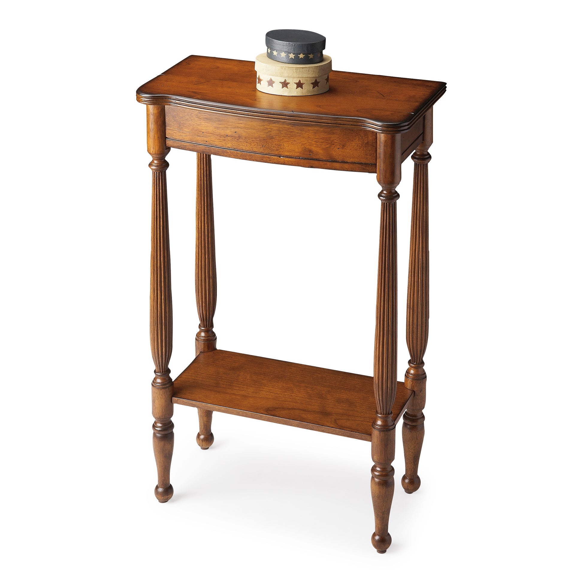 Butler Specialty Company Whitney 17.5 in. W Rectangular Wood Console Table with Lower Open Shelf, Medium Brown