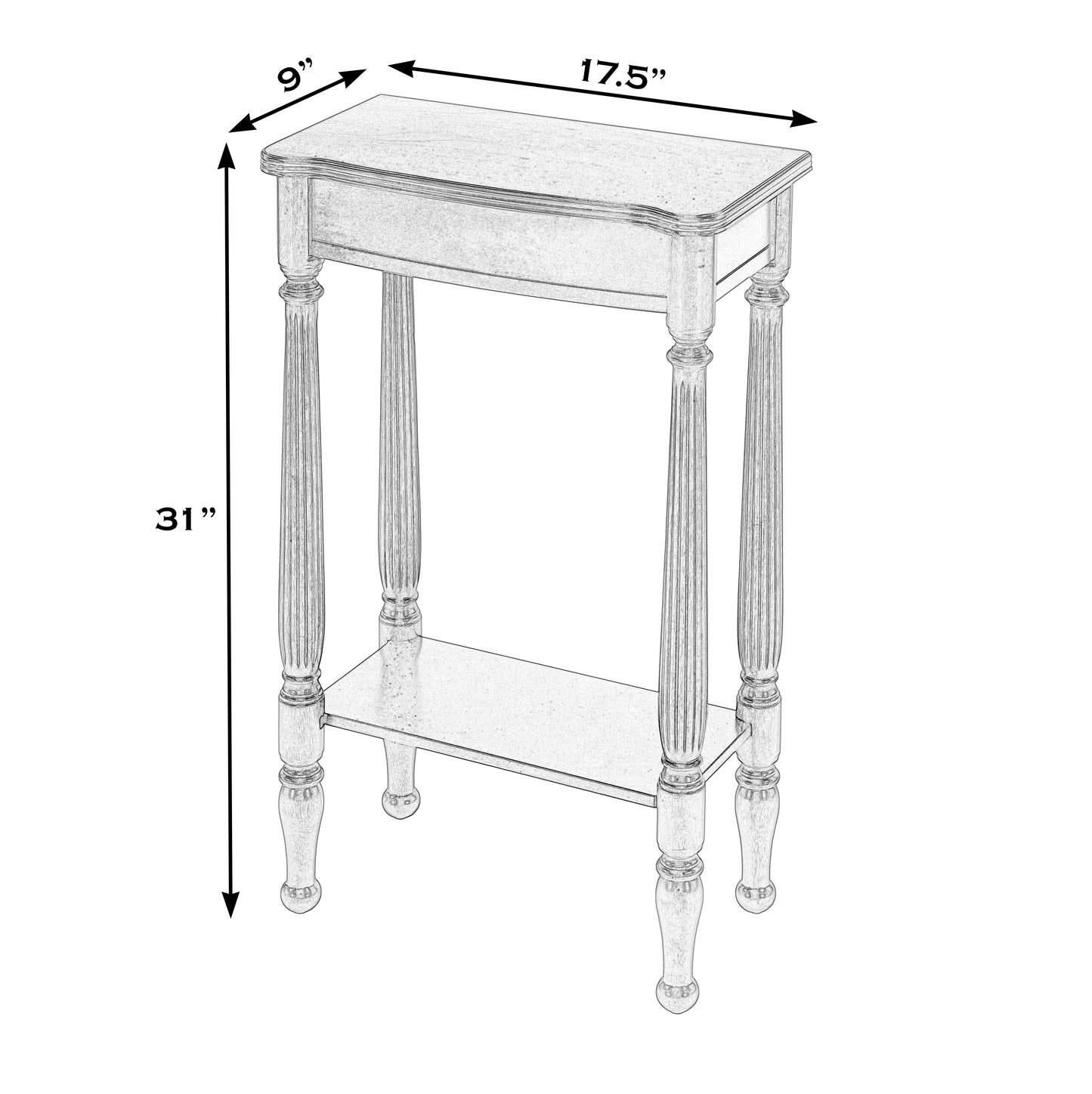 Butler Specialty Company Whitney 17.5 in. W Rectangular Wood Console Table with Lower Open Shelf, Medium Brown