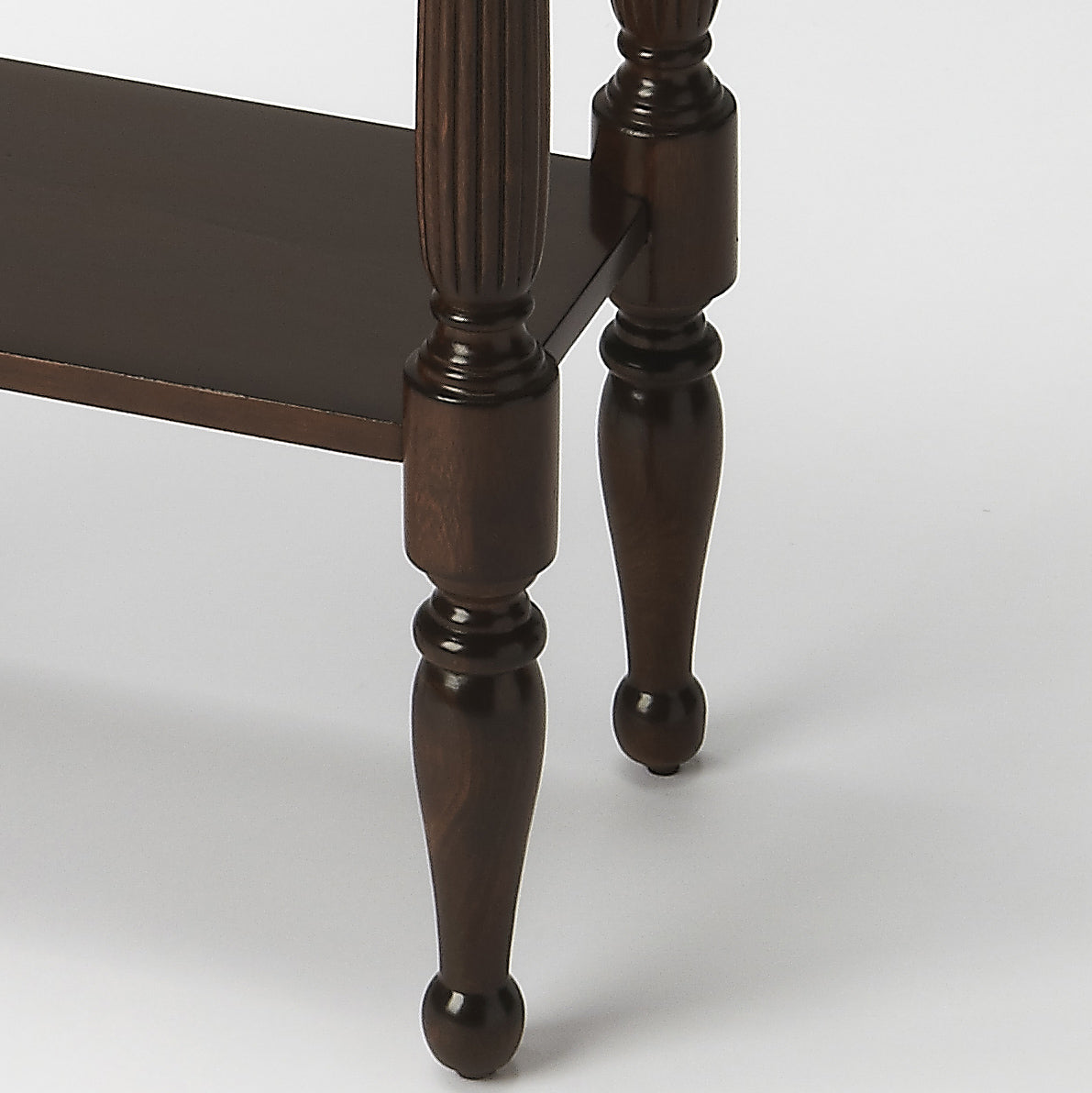 Butler Specialty Company Whitney 17.5 in. W Rectangular Wood Console Table with Lower Open Shelf, Medium Brown