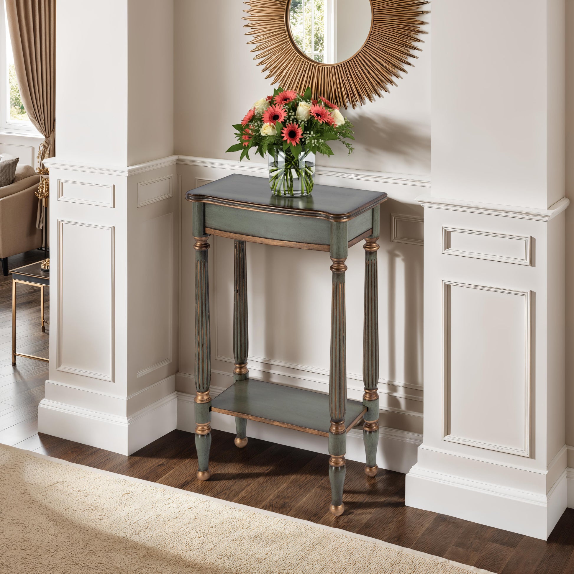 Butler Specialty Company Whitney 17.5 in. W Rectangular Wood Console Table with Lower Open Shelf, Pastel Green