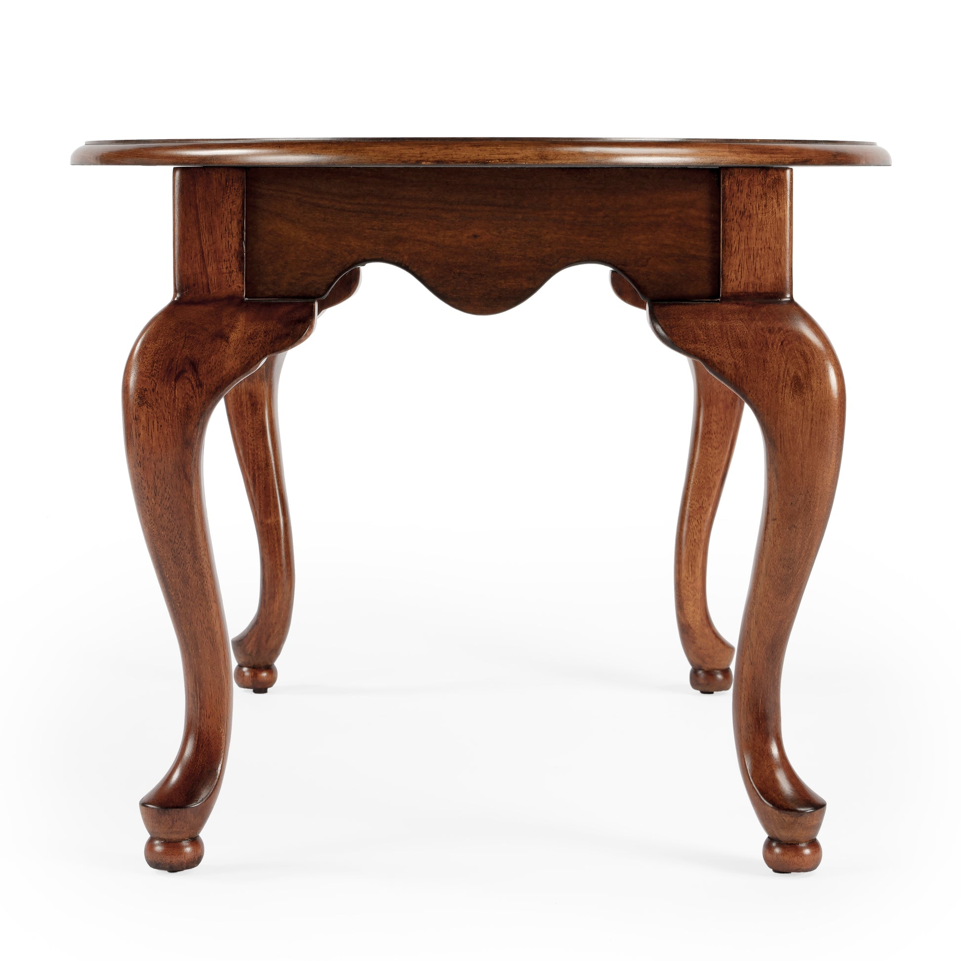 Butler Specialty Company Grace 38 in. W Oval Wood Traditional Queen Anne Coffee Table, Medium Brown