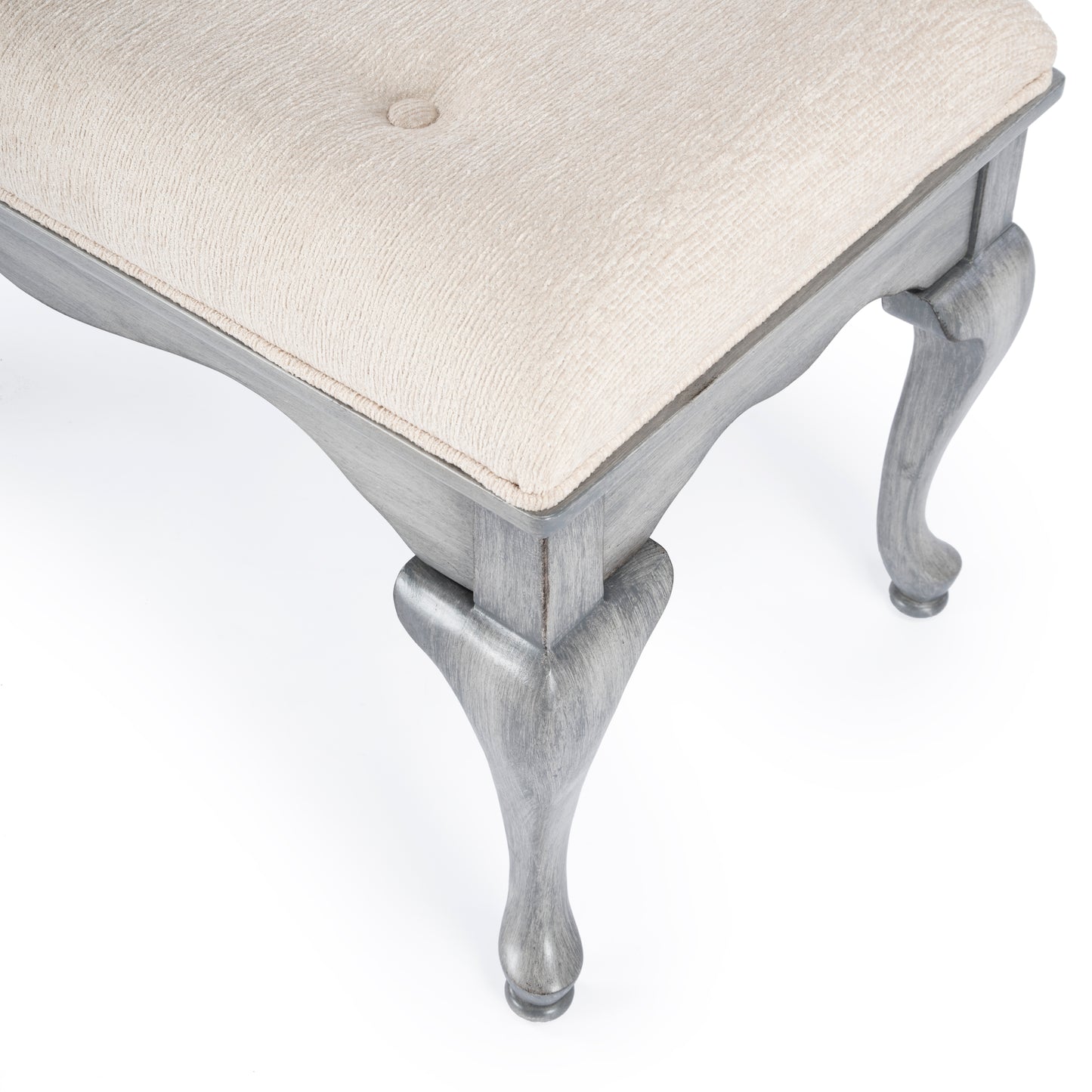 Butler Specialty Company Grace 38 in. W Rectangular Upholstered and Wooden Traditional Queen Anne Accent Bench, Gray