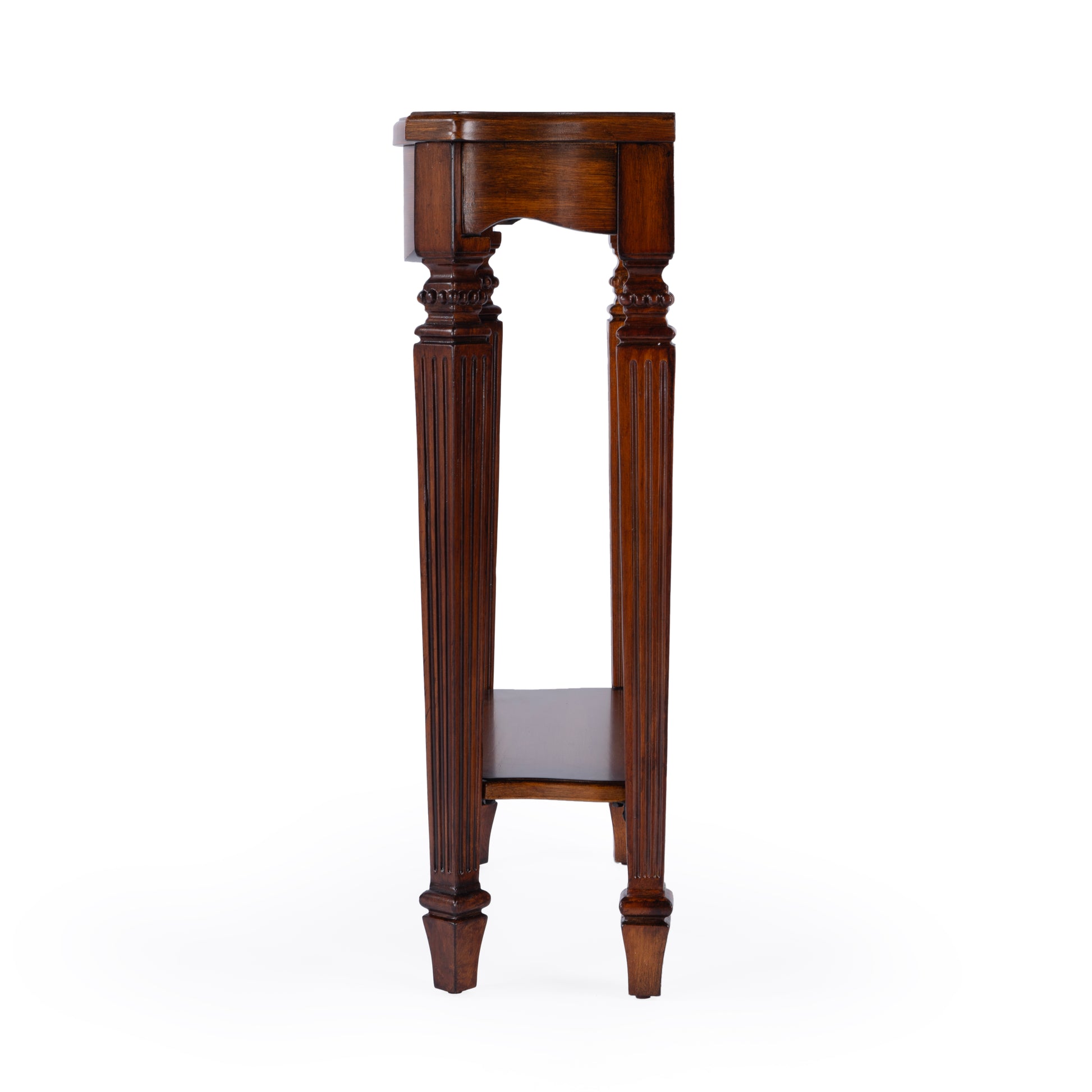 Butler Specialty Company Cheshire 22 in. W Rectangular Wood Ballerina Console Table with Open Shelf, Medium Brown
