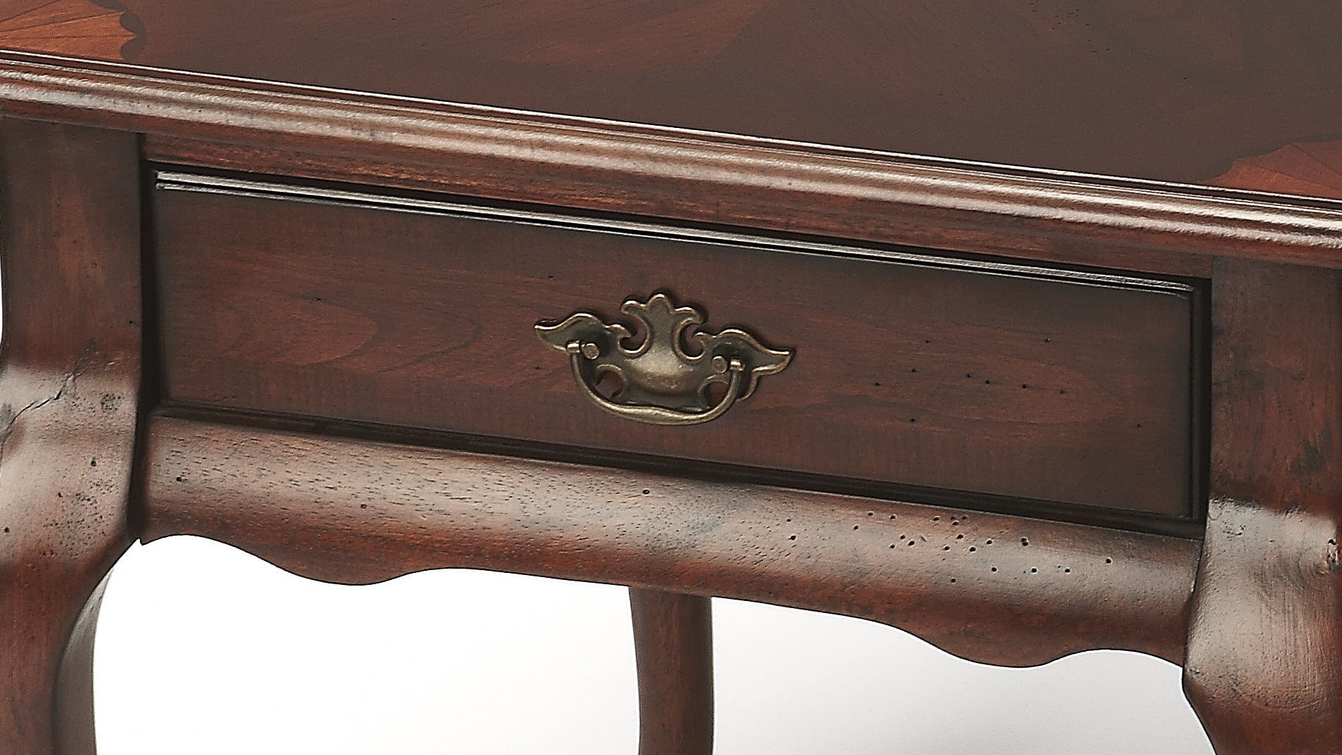 Butler Specialty Company Grace 21 in. W Rectangular Wood Traditional Queen Anne 1 Drawer End Table with Curved Cabriole Legs, Dark Brown