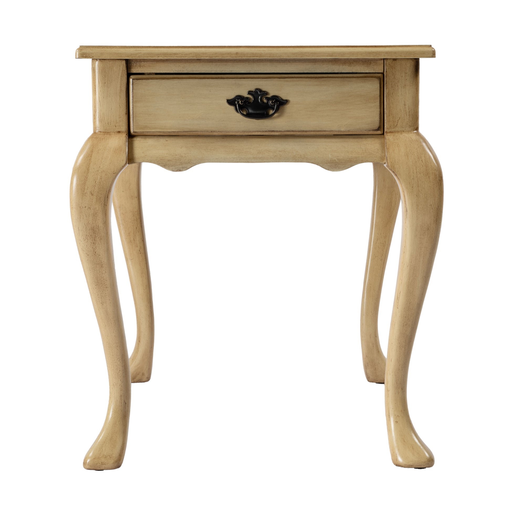 Butler Specialty Company Grace 21 in. W Rectangular Wood Traditional Queen Anne 1 Drawer End Table with Curved Cabriole Legs, Beige