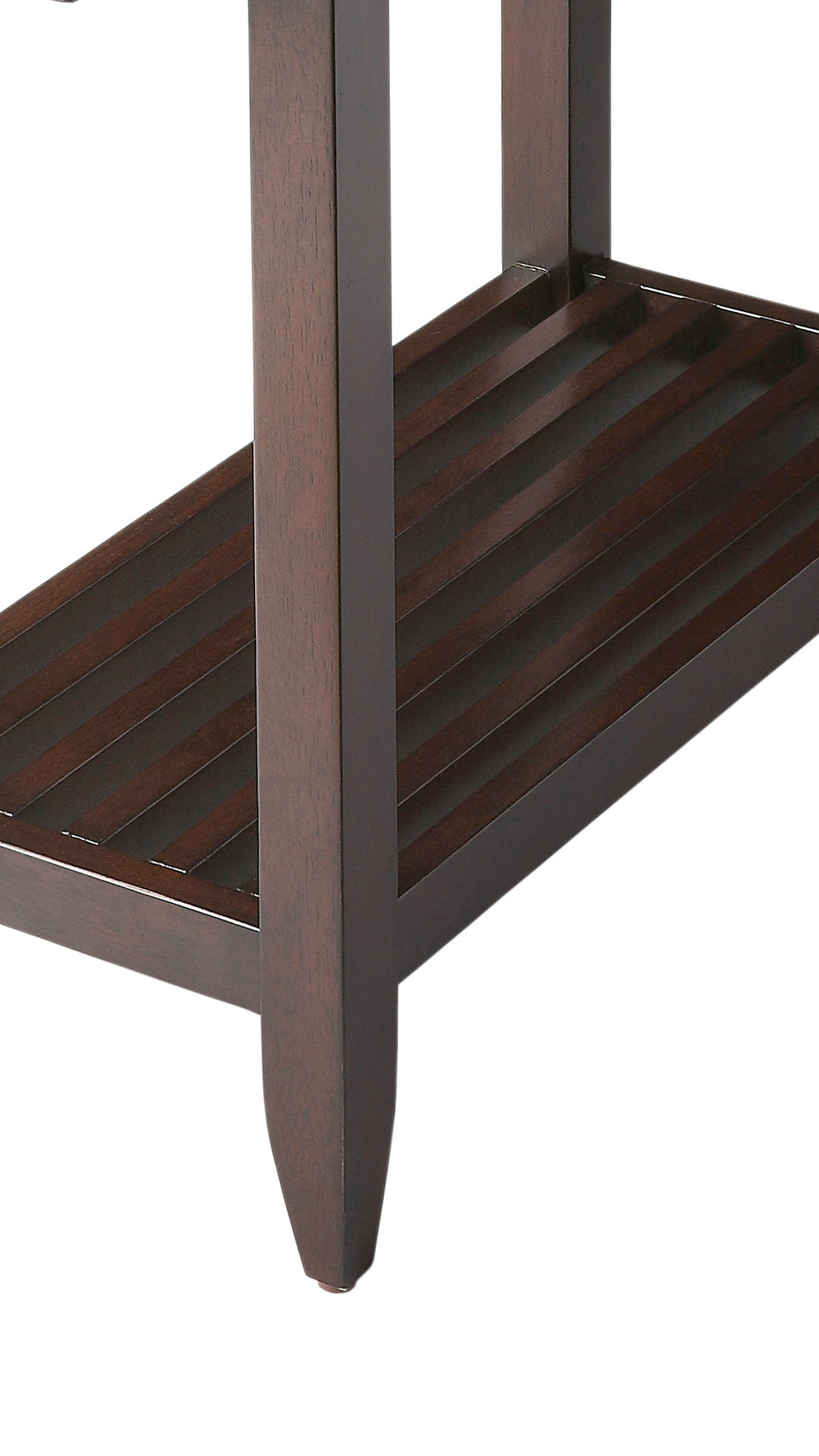 Butler Specialty Company Irvine 12 in. W Rectangular Wood Side Table with Pull-Out Tray and Lower Open Shelf, Dark Brown