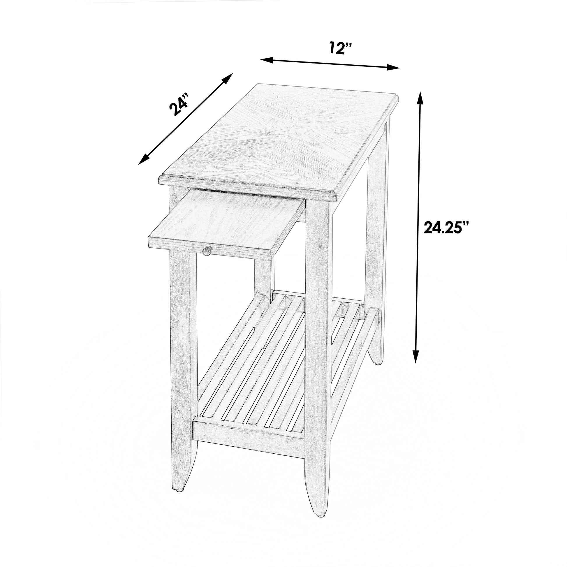 Butler Specialty Company Irvine 12 in. W Rectangular Wood Side Table with Pull-Out Tray and Lower Open Shelf, Dark Brown