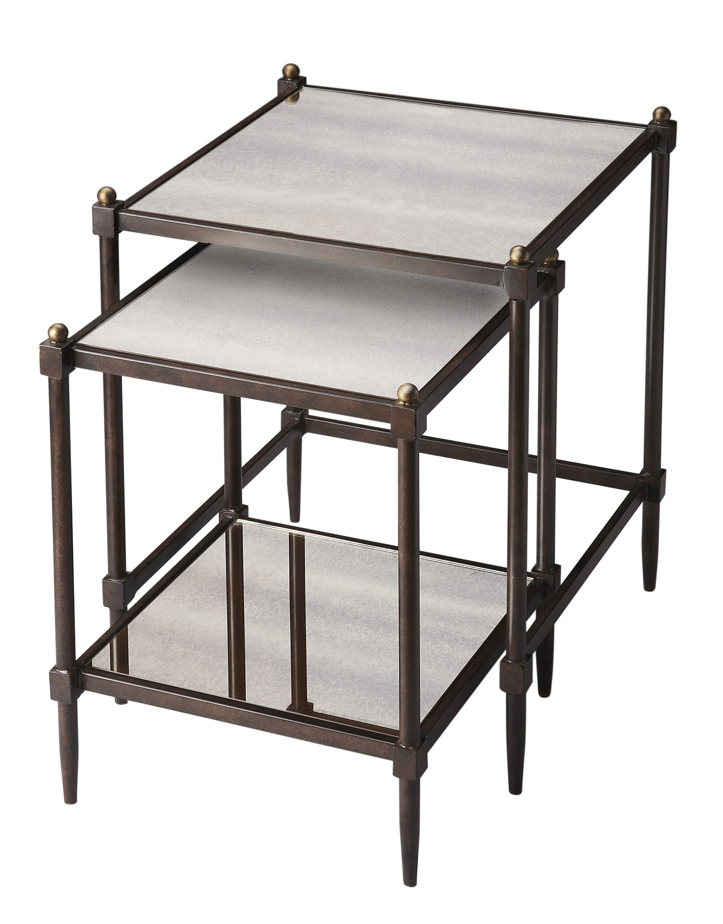 Peninsula Mirrored Nesting Tables in Gray  3047025