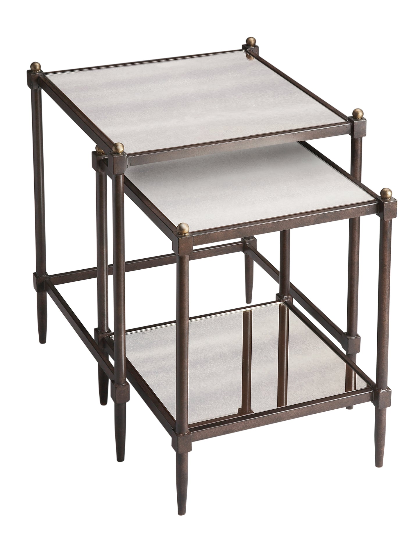 Peninsula Mirrored Nesting Tables in Gray  3047025