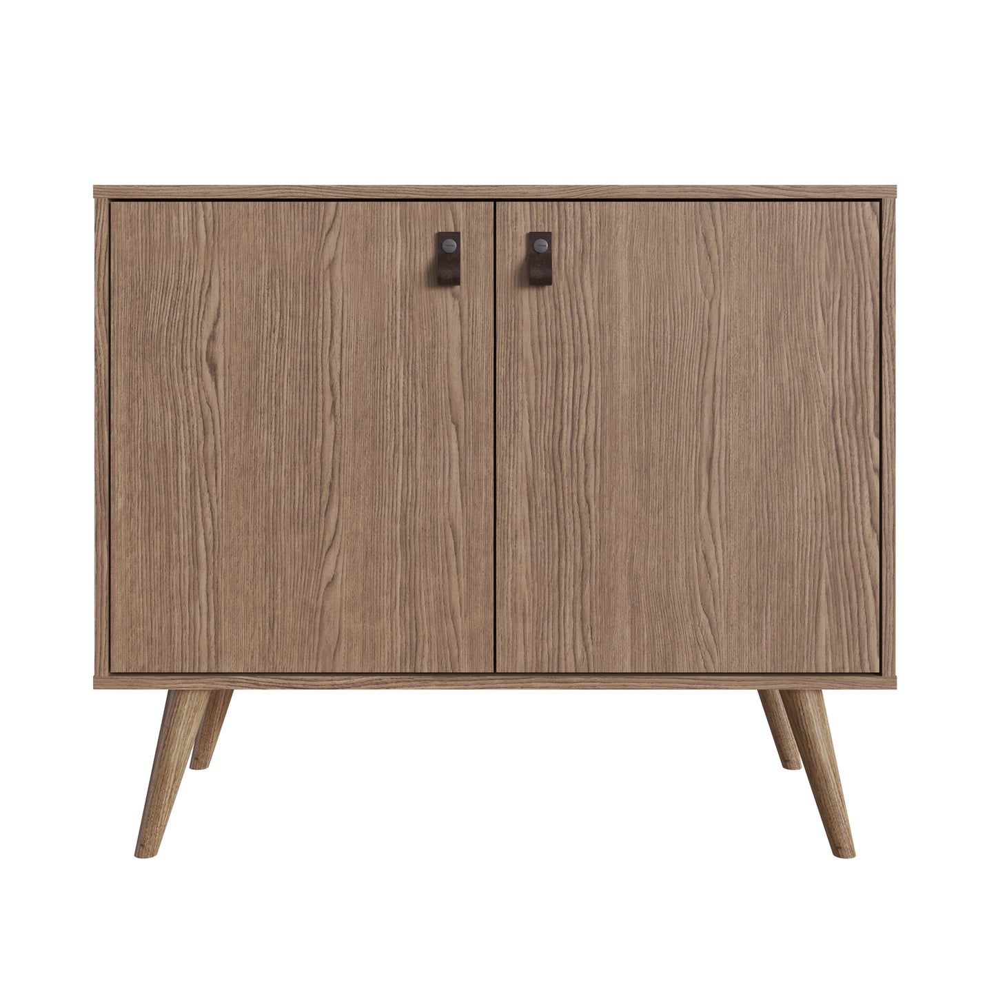 Manhattan Comfort Amber Accent Cabinet with Faux Leather Handles in Nature 307GFX4