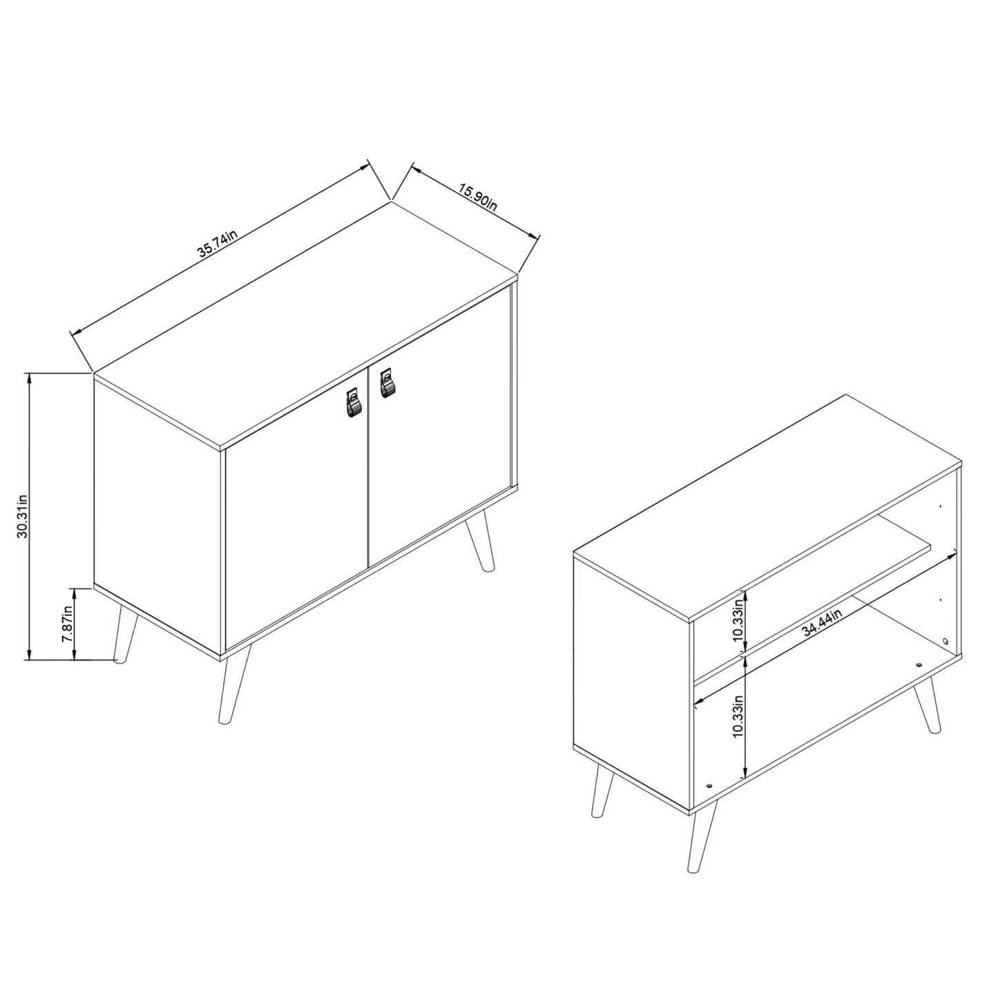 Manhattan Comfort Amber Accent Cabinet with Faux Leather Handles in Nature 307GFX4