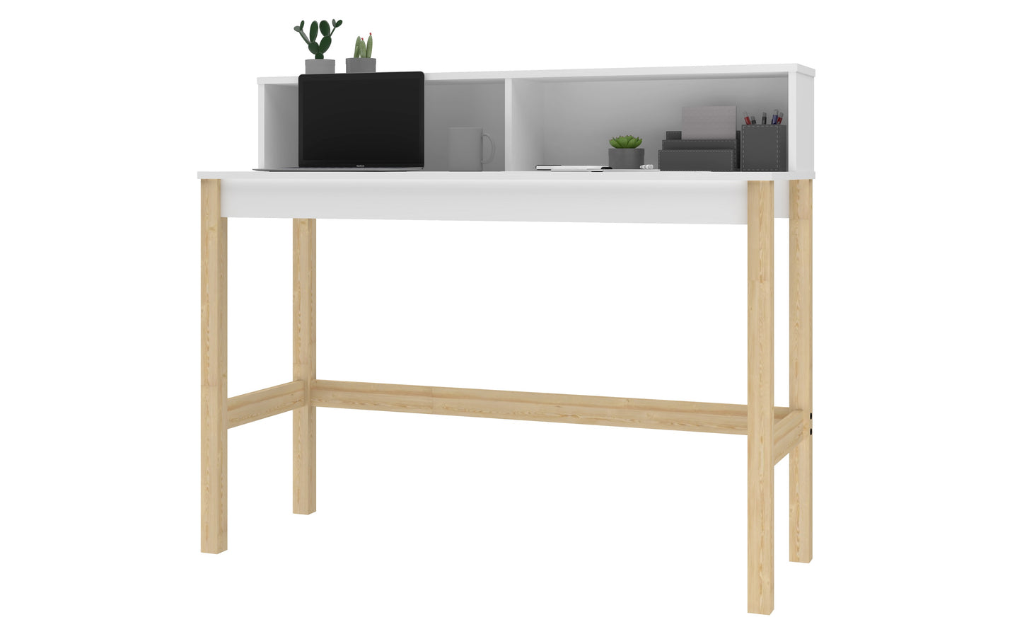 Manhattan Comfort Bowery Desk in White and Oak 309AMC157