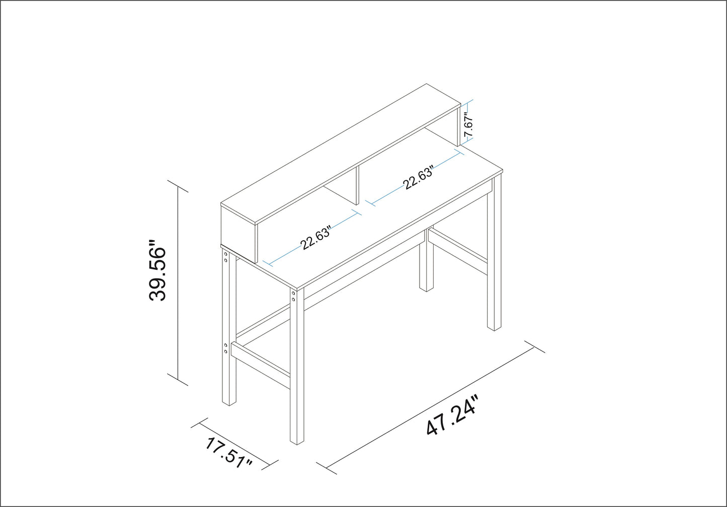 Manhattan Comfort Bowery Desk in Black and Oak 309AMC182