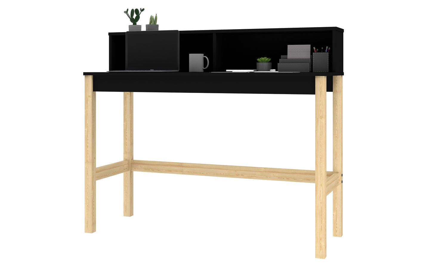 Manhattan Comfort Bowery Desk in Black and Oak 309AMC182