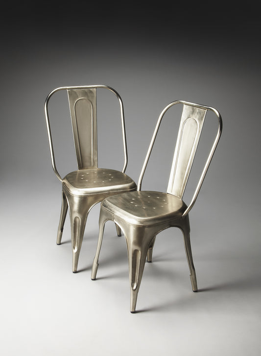 Butler Specialty Company Garcon 19 in. Seat Height All Metal Side Chair with Open Back, Silver