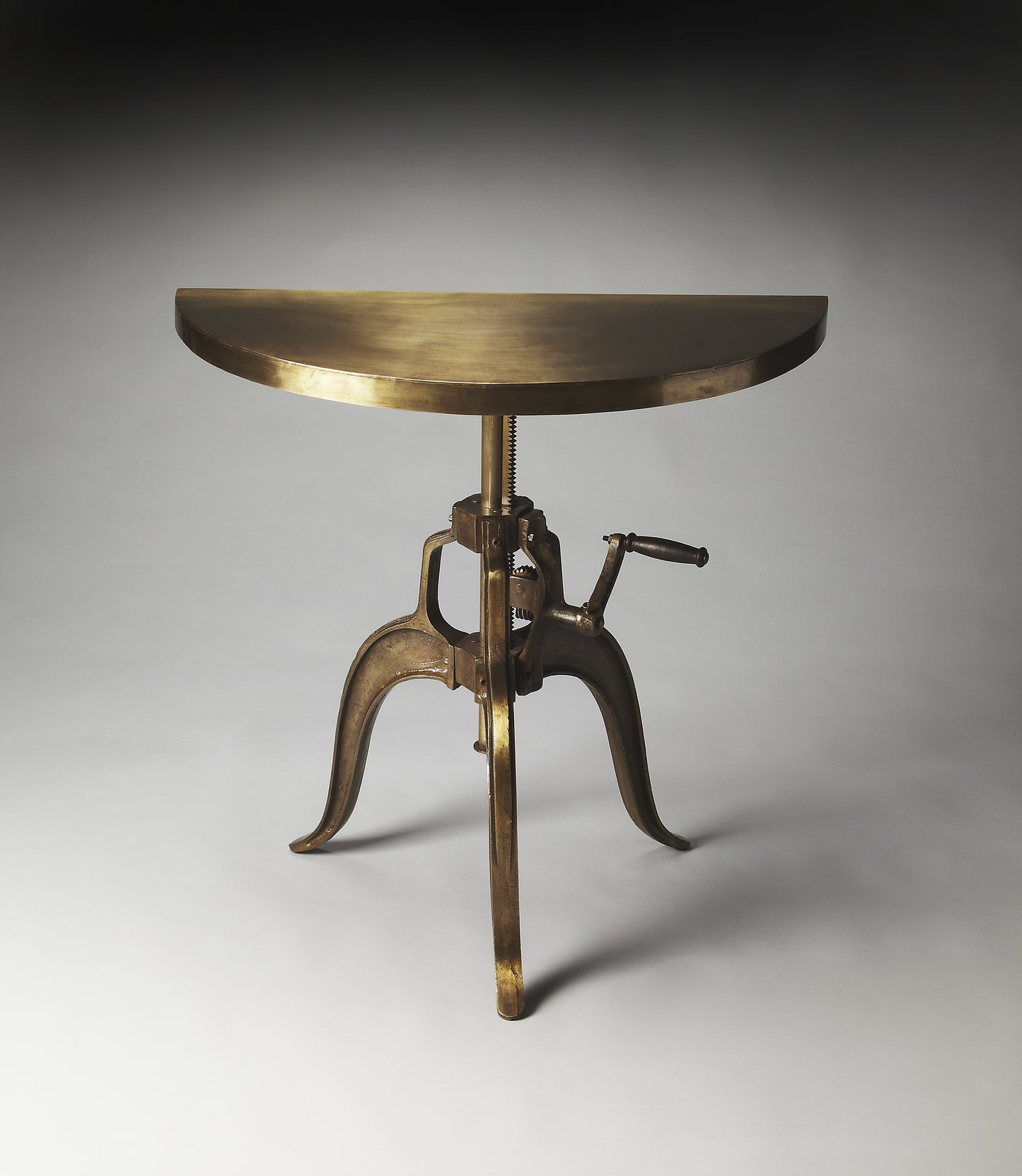 Garrison Industrial Chic Demilune Console Table in Gold 3128025