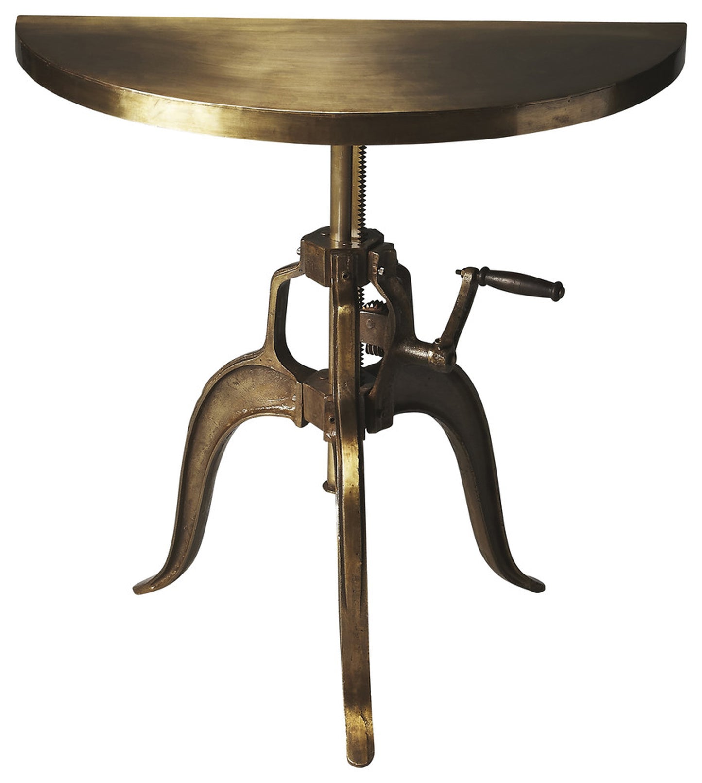 Garrison Industrial Chic Demilune Console Table in Gold 3128025