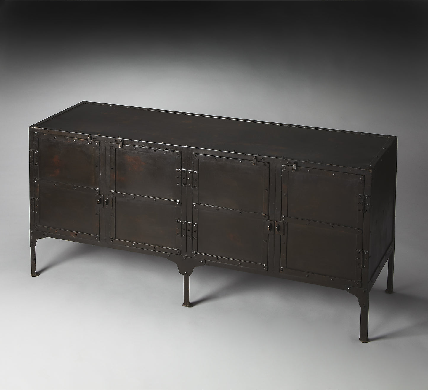 Butler Specialty Company Owen 62 in. W Rectangular Iron Industrial Chic Console Cabinet with Storage, Black