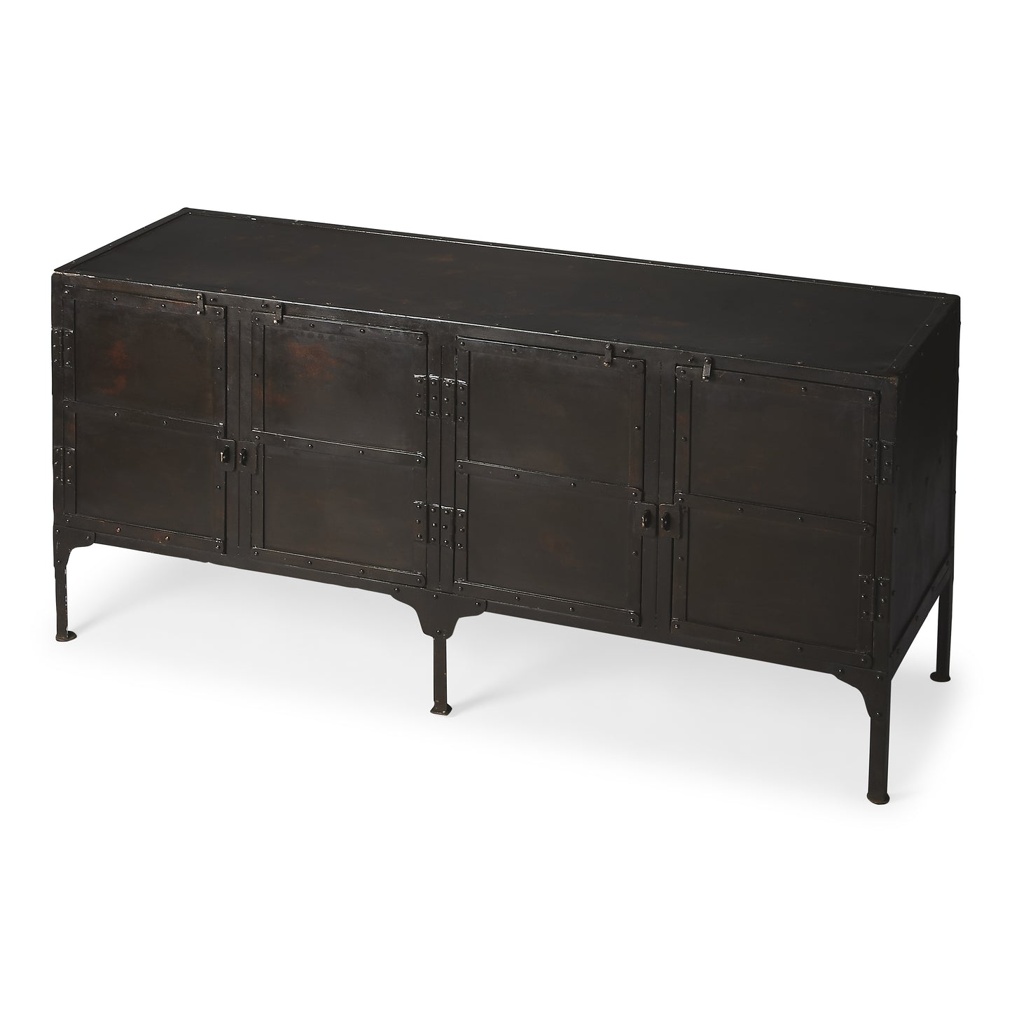 Butler Specialty Company Owen 62 in. W Rectangular Iron Industrial Chic Console Cabinet with Storage, Black