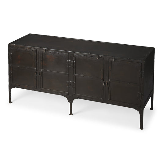 Butler Specialty Company Owen 62 in. W Rectangular Iron Industrial Chic Console Cabinet with Storage, Black