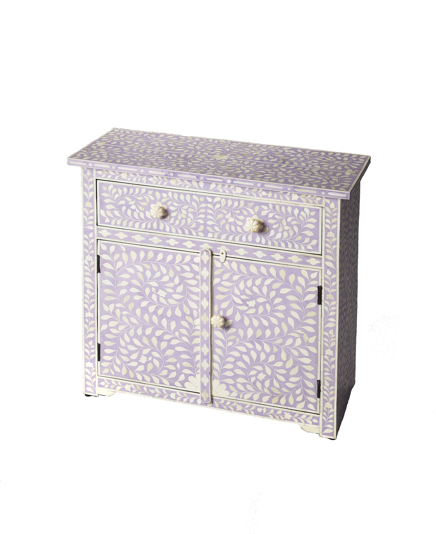 Butler Specialty Company Vivienne 29 in. W Rectangular Bone Inlay 1 Drawer 2 Door Console Chest, Purple