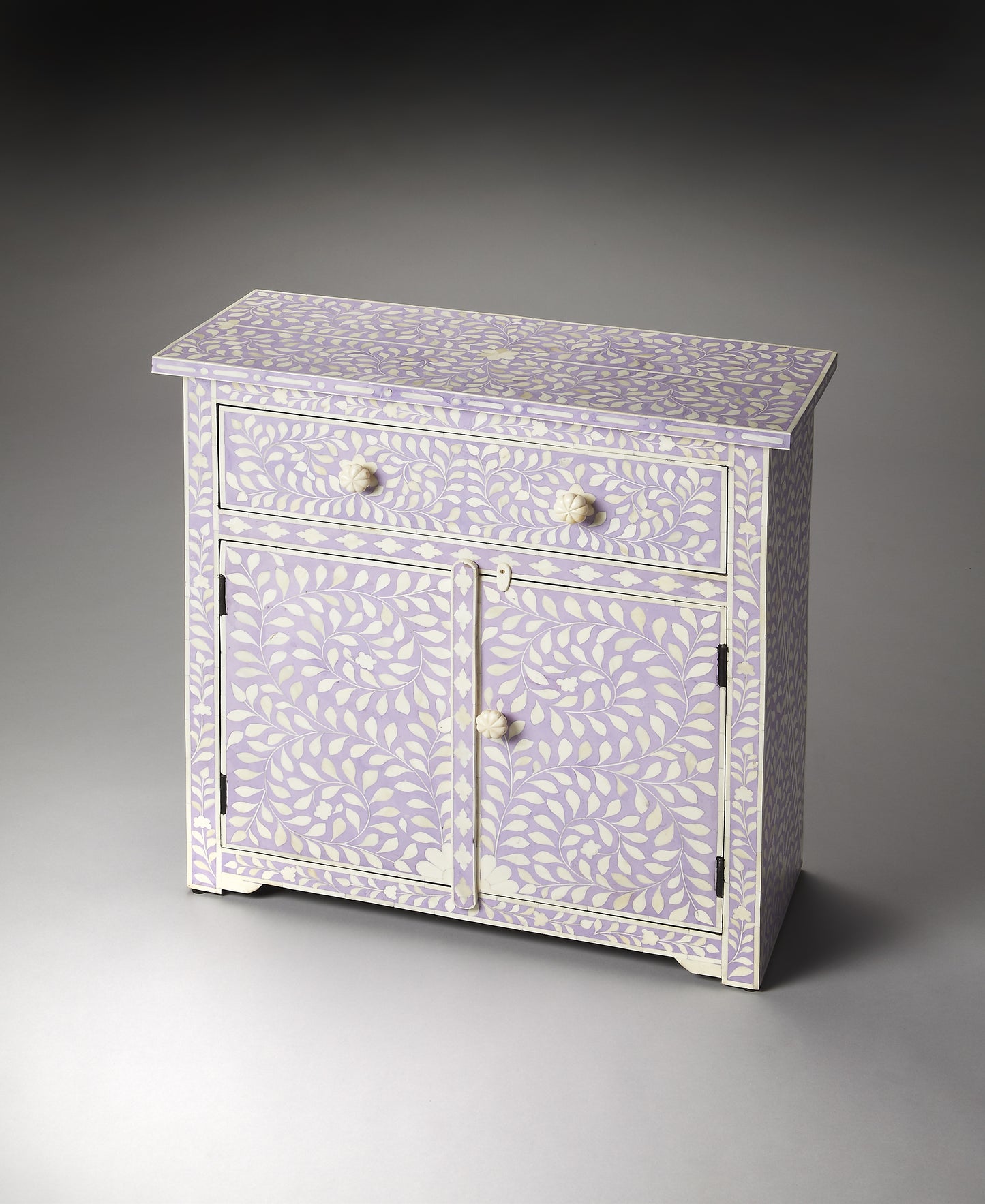 Butler Specialty Company Vivienne 29 in. W Rectangular Bone Inlay 1 Drawer 2 Door Console Chest, Purple