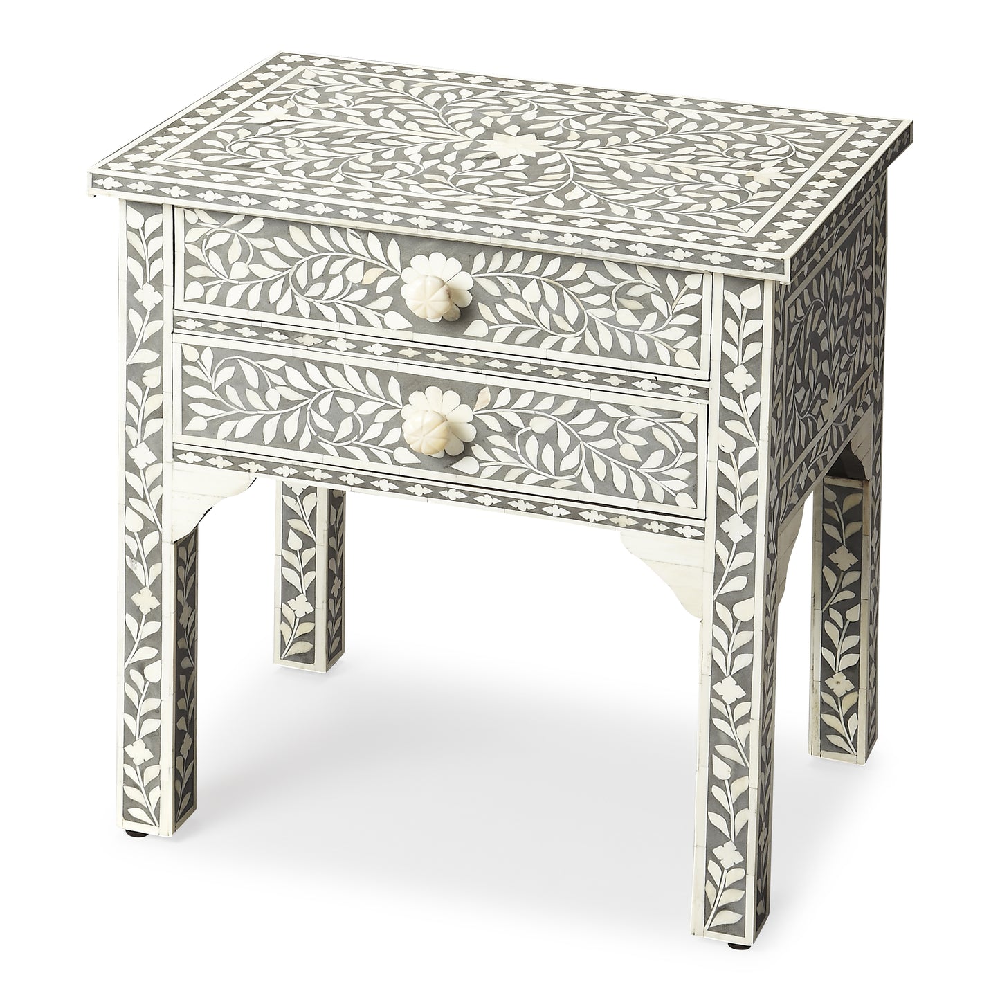 Vivienne Bone Inlay Side Table in Gray 3215070