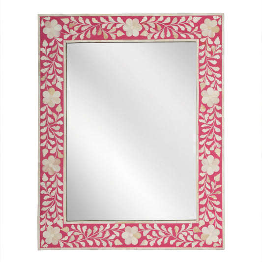Butler Specialty Company Vivienne 24 in. W x 30 in. H Rectangular Bone Inlay Wall Mirror, Pink