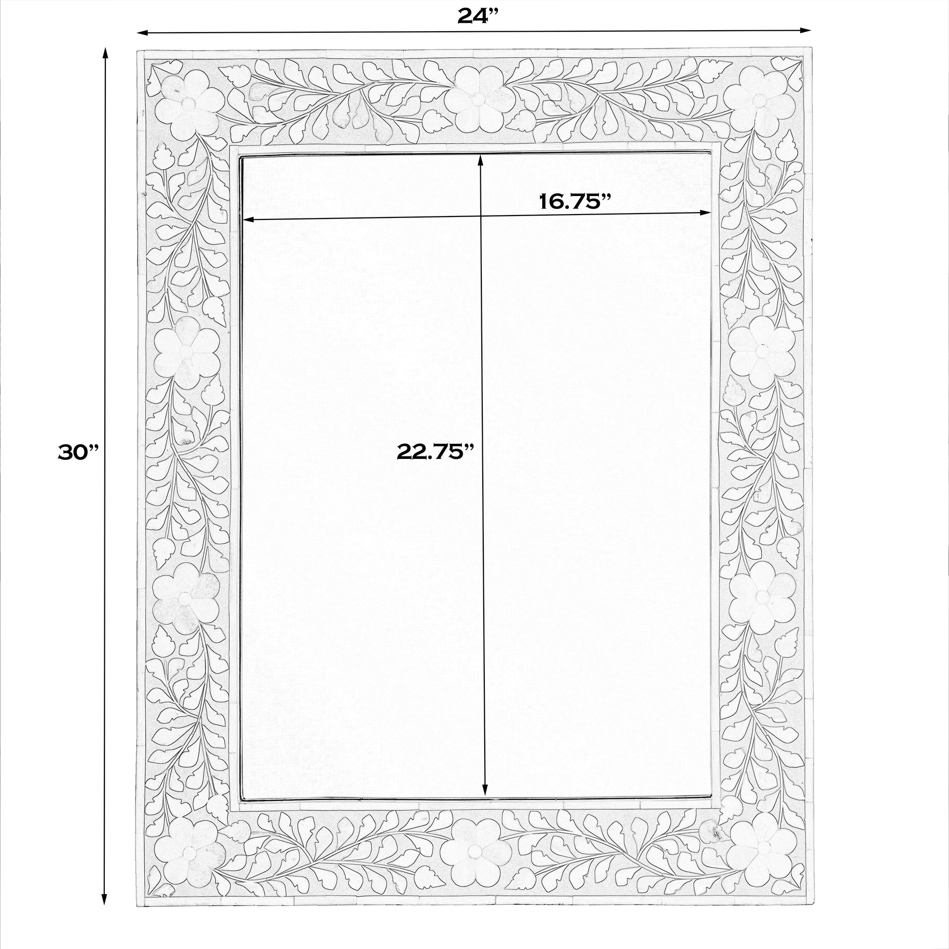 Butler Specialty Company Vivienne 24 in. W x 30 in. H Rectangular Bone Inlay Wall Mirror, Pink
