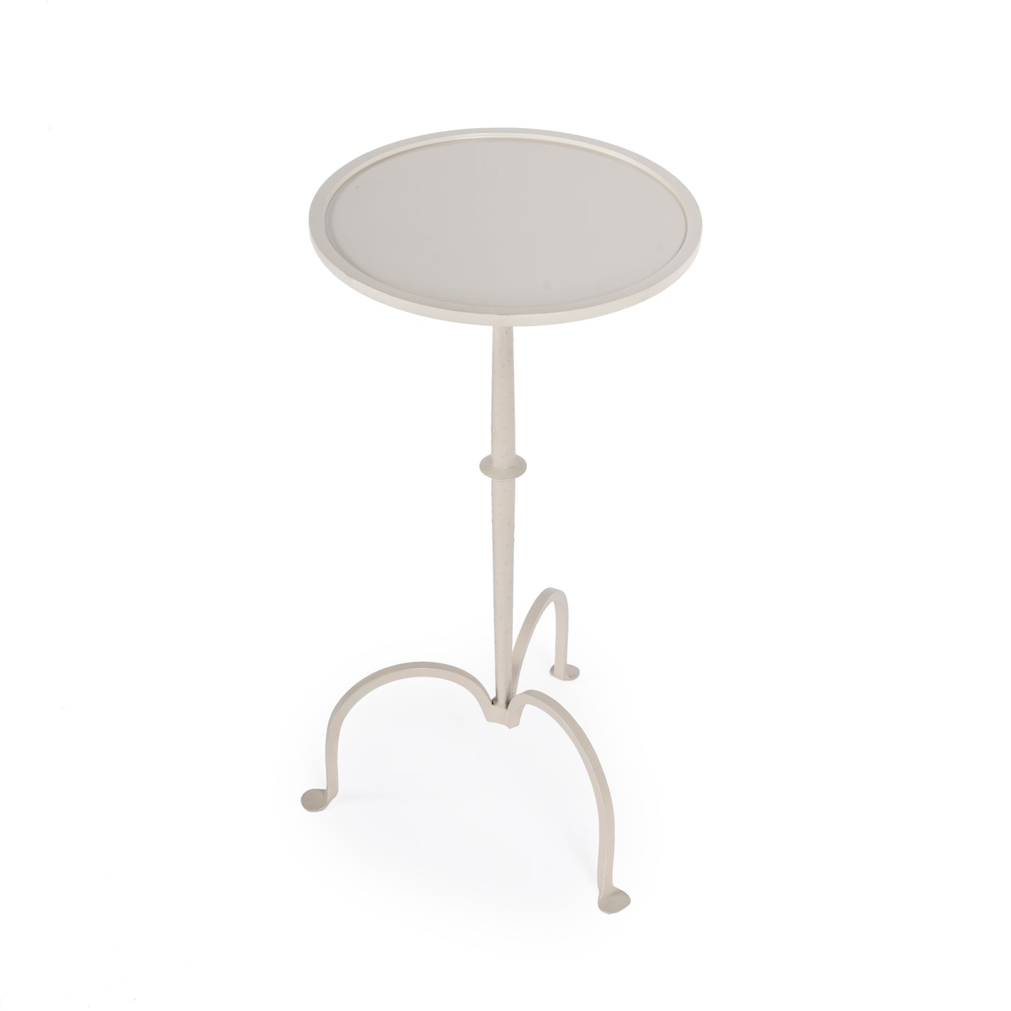 Butler Specialty Company Founders 11.5 in. W Round Griege Iron Small Pedestal Side Table, Gray and White