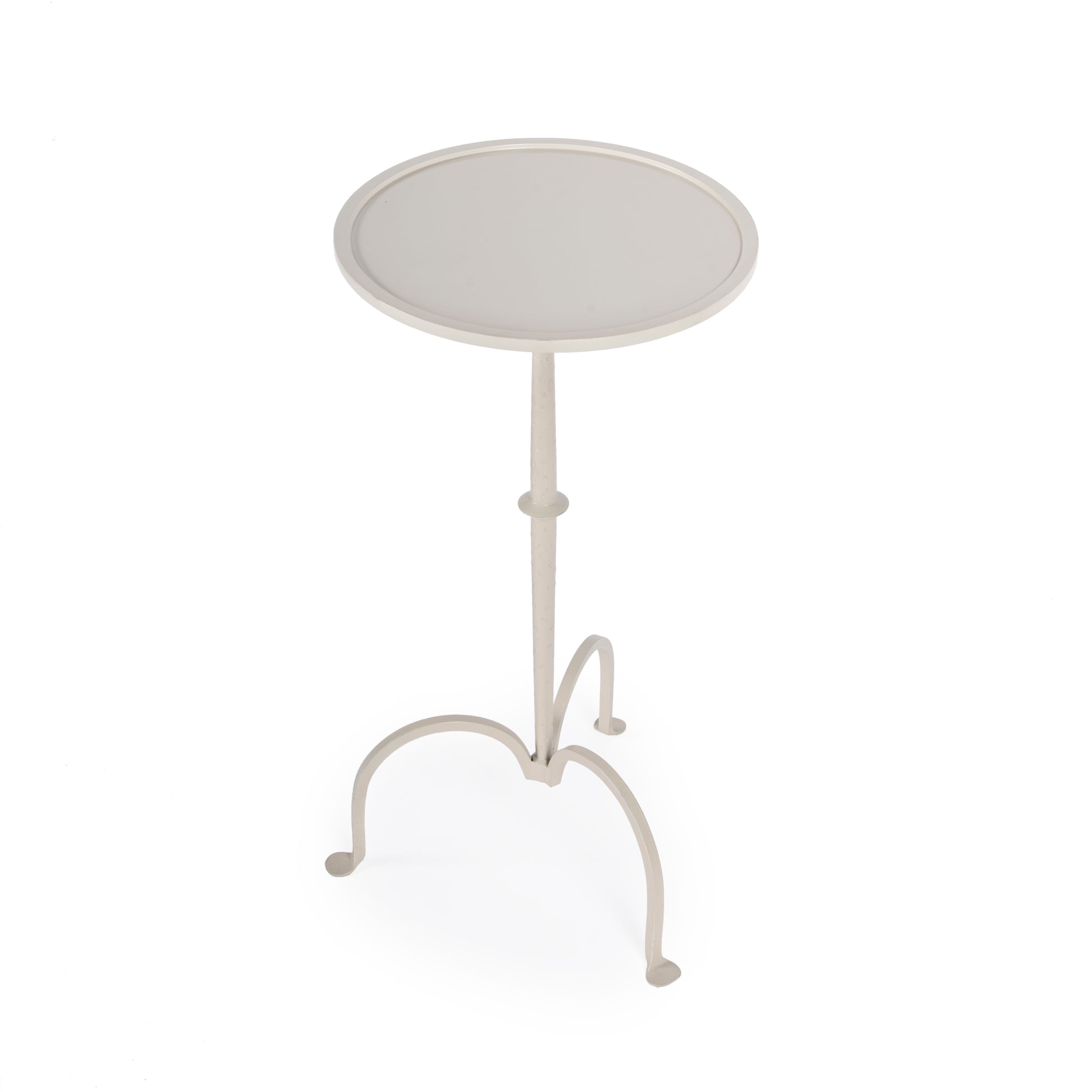 Butler Specialty Company Founders 11.5 in. W Round Griege Iron Small Pedestal Side Table, Gray and White