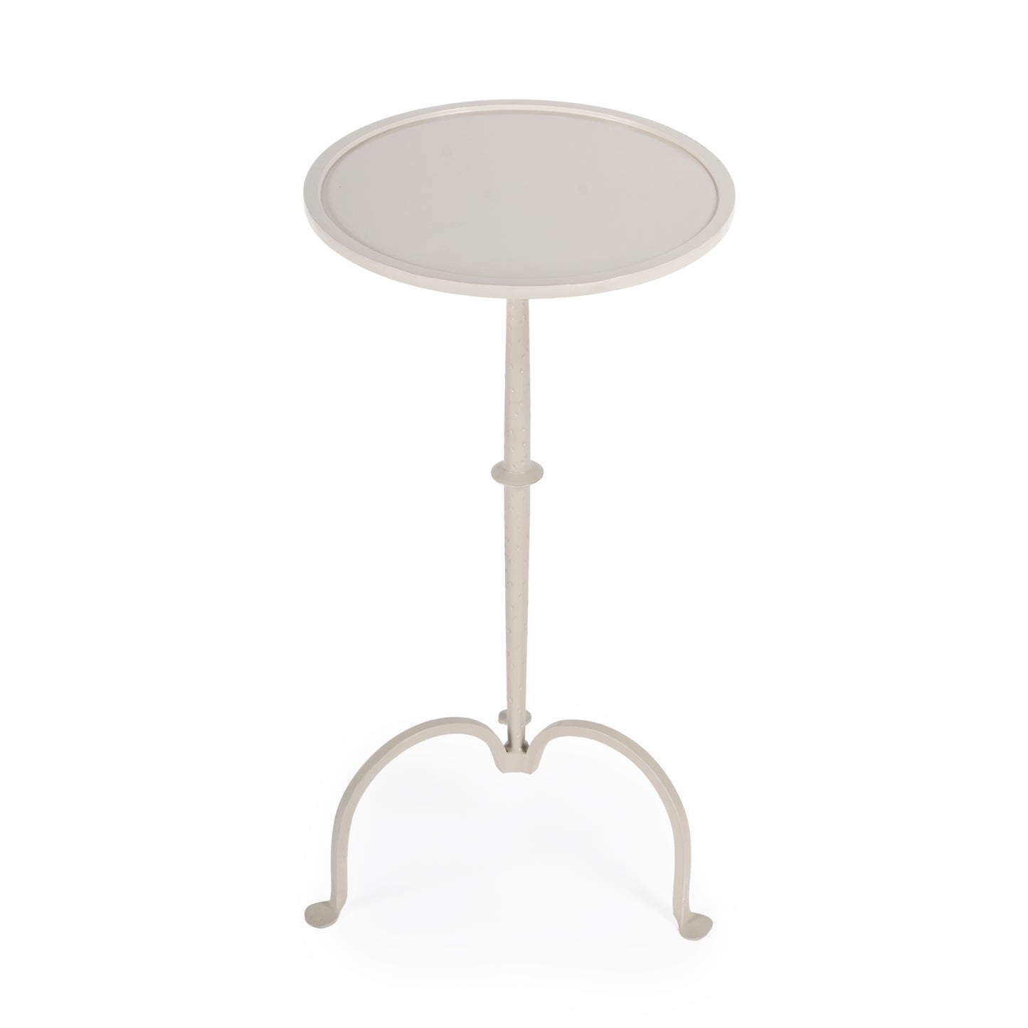 Butler Specialty Company Founders 11.5 in. W Round Griege Iron Small Pedestal Side Table, Gray and White