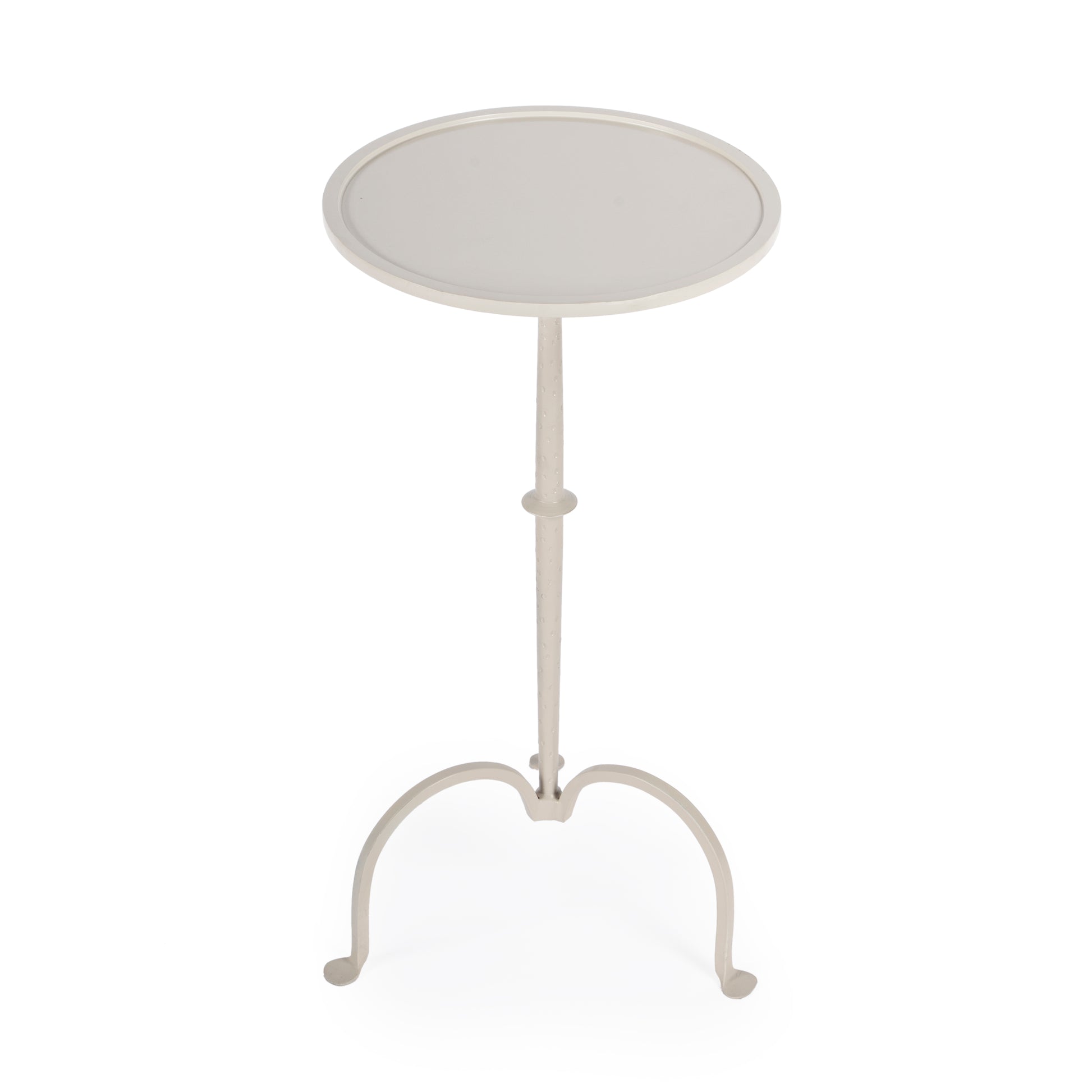 Butler Specialty Company Founders 11.5 in. W Round Griege Iron Small Pedestal Side Table, Gray and White