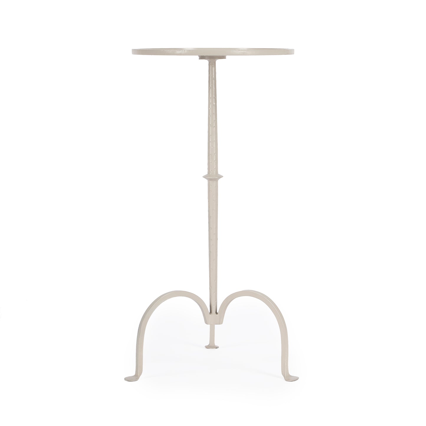 Butler Specialty Company Founders 11.5 in. W Round Griege Iron Small Pedestal Side Table, Gray and White