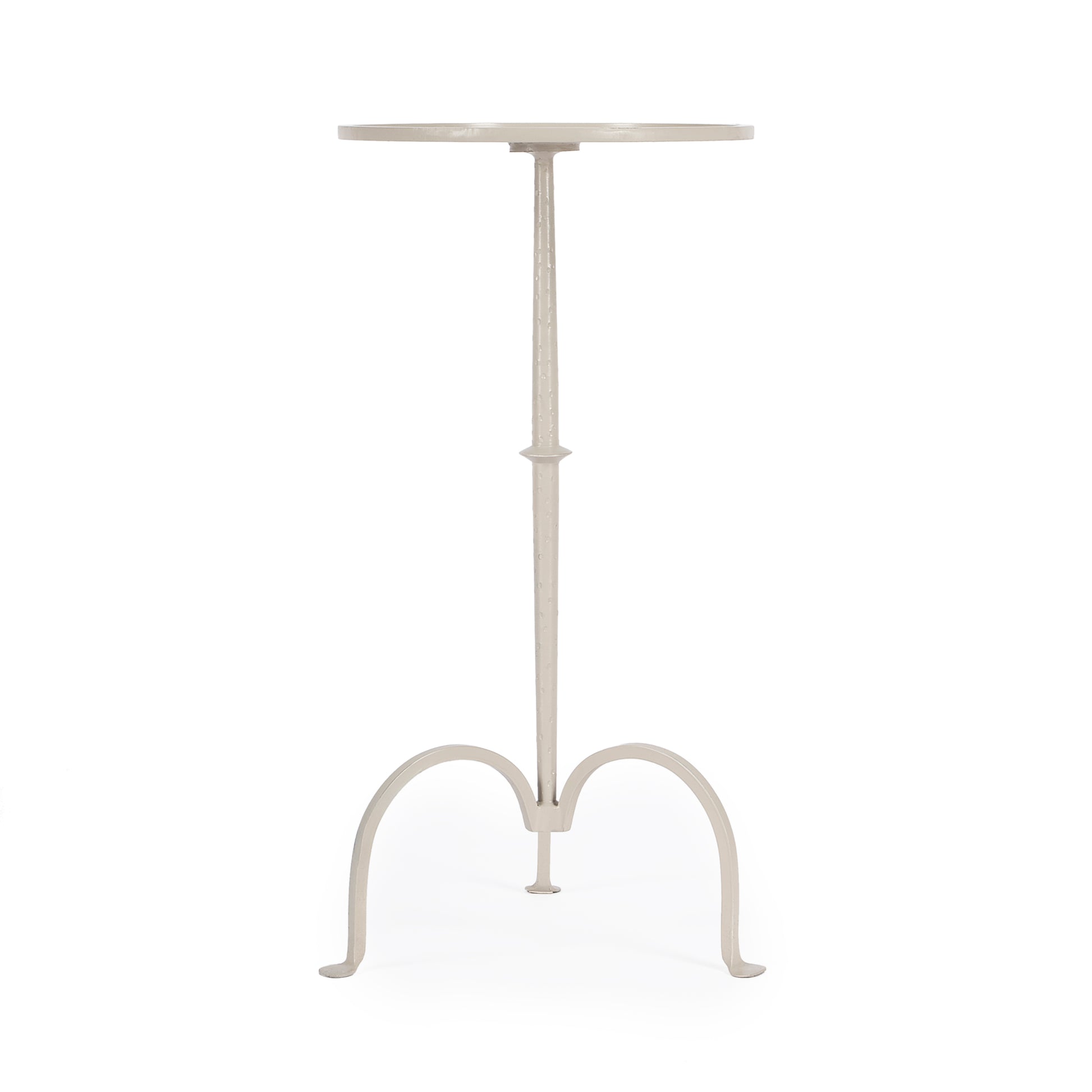 Butler Specialty Company Founders 11.5 in. W Round Griege Iron Small Pedestal Side Table, Gray and White