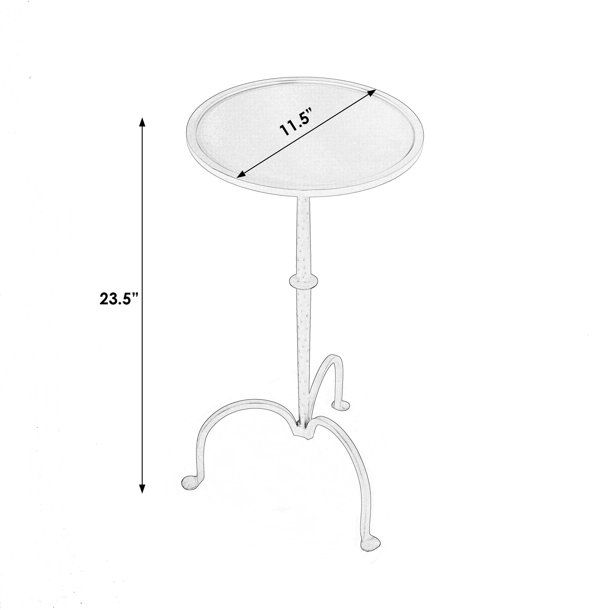 Butler Specialty Company Founders 11.5 in. W Round Griege Iron Small Pedestal Side Table, Gray and White