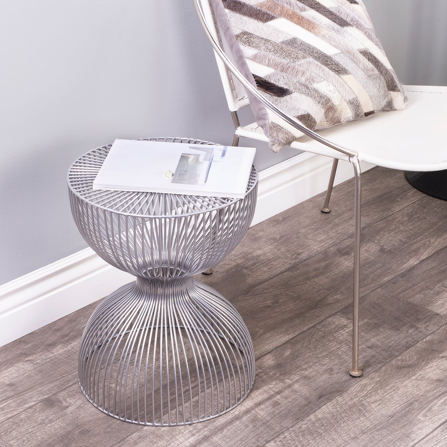 Butler Specialty Company Nicholas 14 in. W Round Metal Side Table, Silver