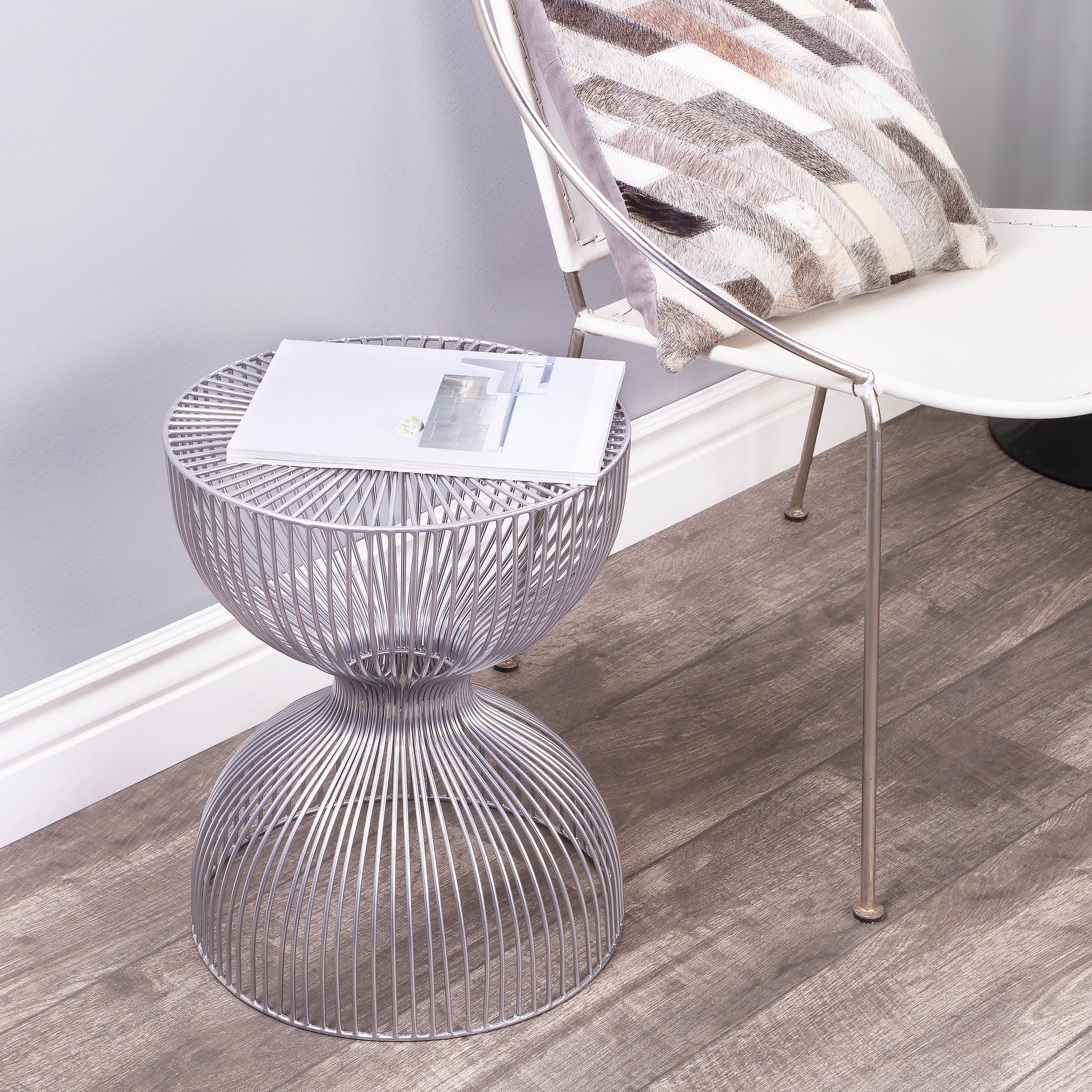 Butler Specialty Company Nicholas 14 in. W Round Metal Side Table, Silver