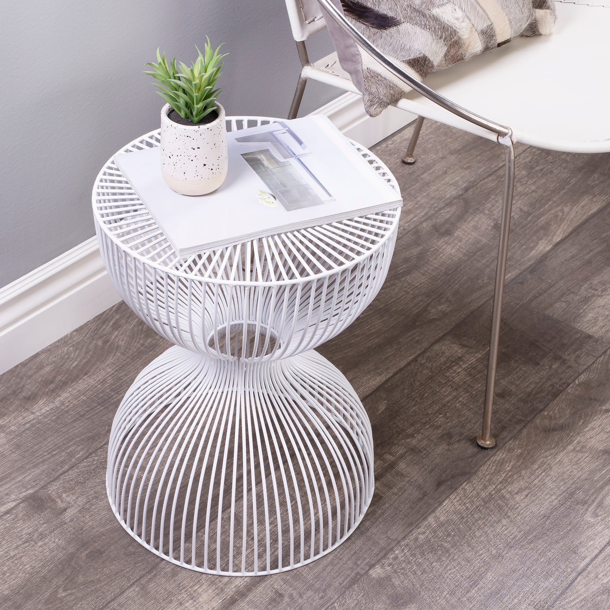Butler Specialty Company Nicholas 14 in. W Round Metal Side Table, White