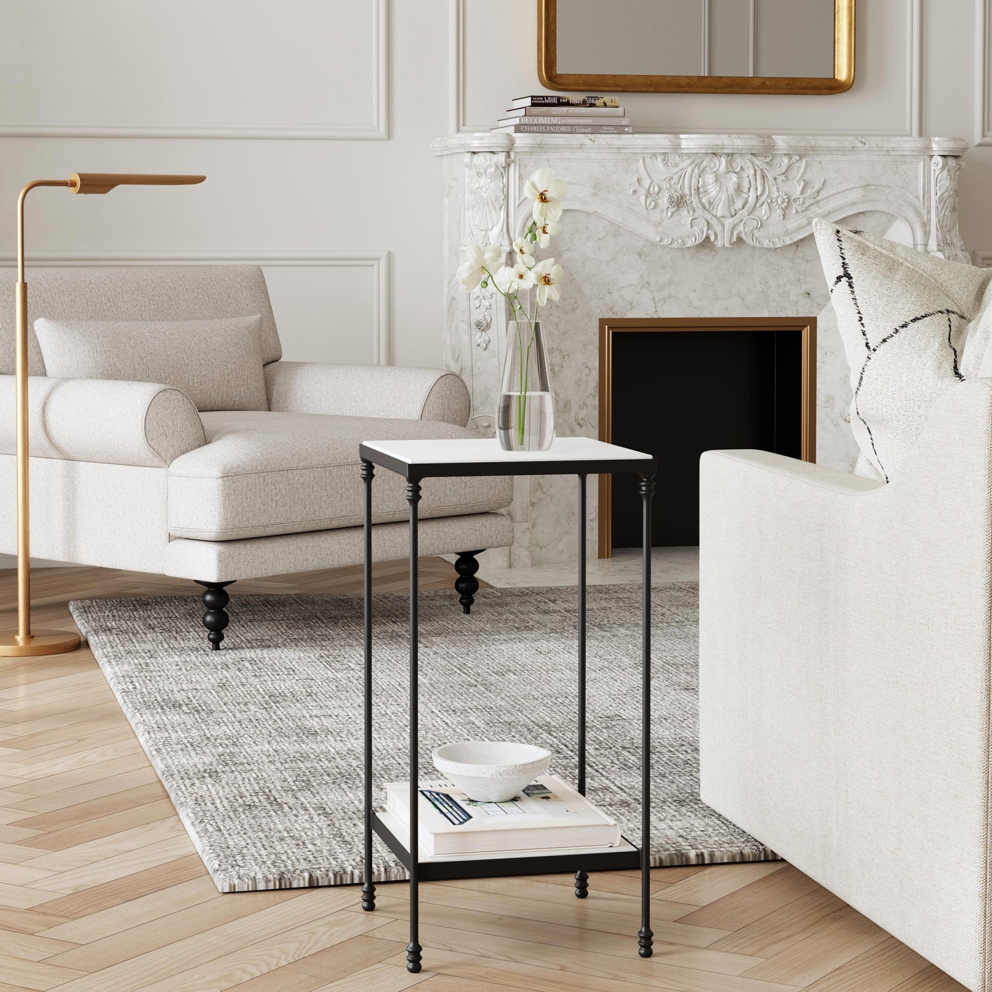 Larkin Marble & Iron Side Table in Multi-Color 3319025