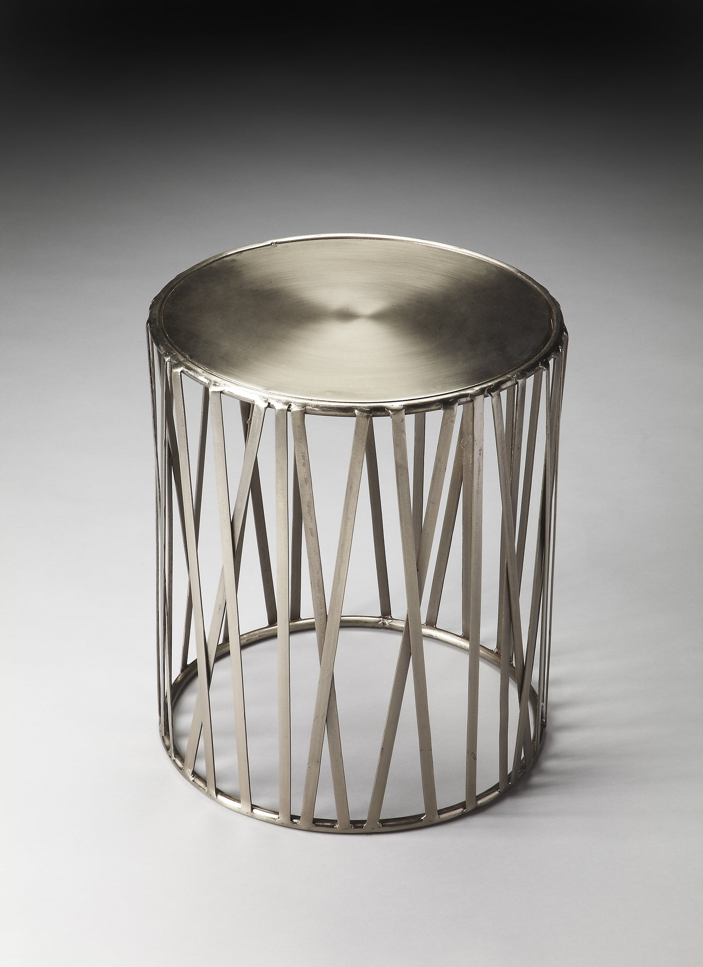 Kruse Iron 15.5"W  Drum Side Table in Silver  3325025