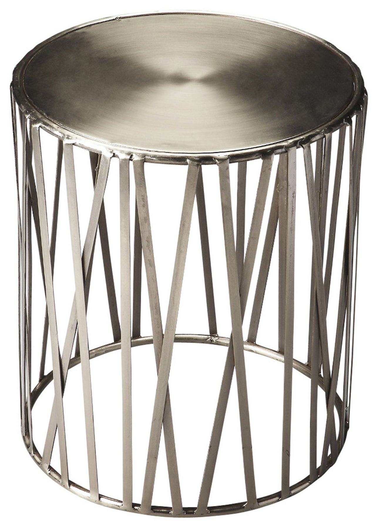 Kruse Iron 15.5"W  Drum Side Table in Silver  3325025
