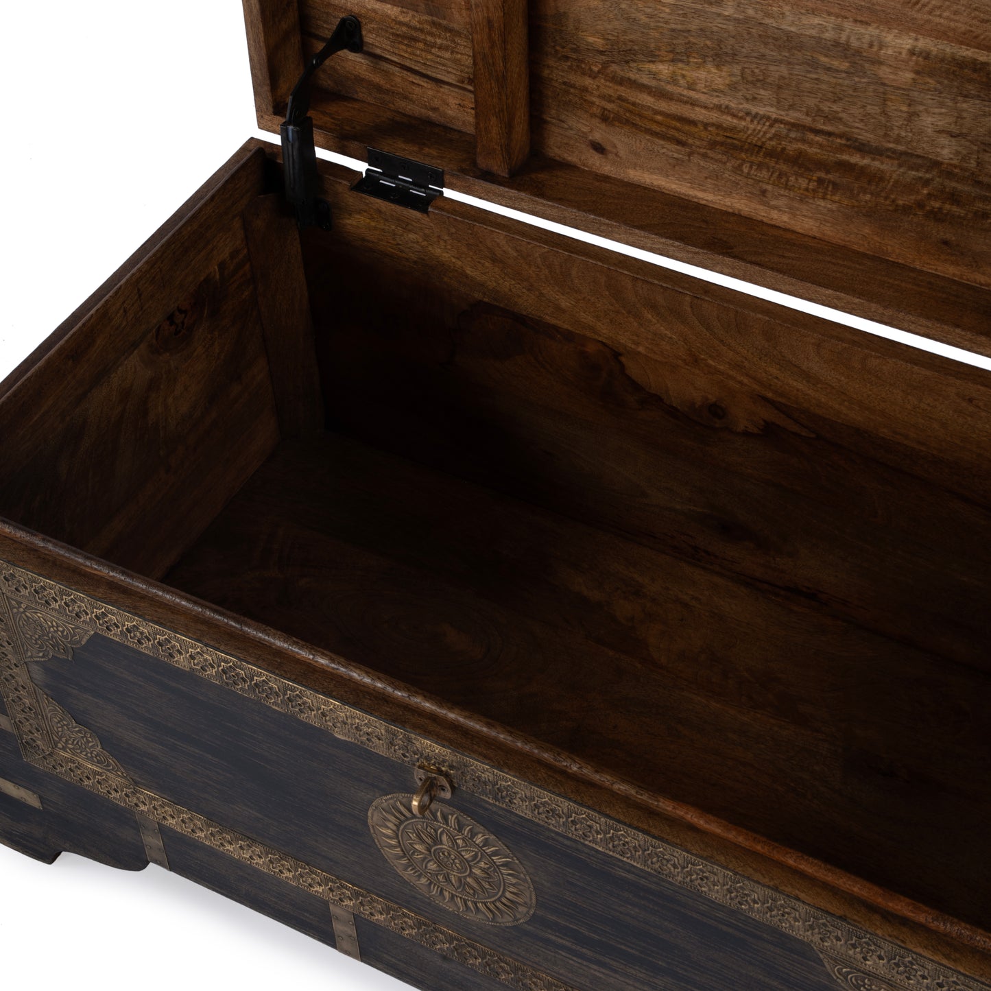 Butler Specialty Company Nador Hand-Painted Brass Inlay Storage Trunk Coffee Table, Brown