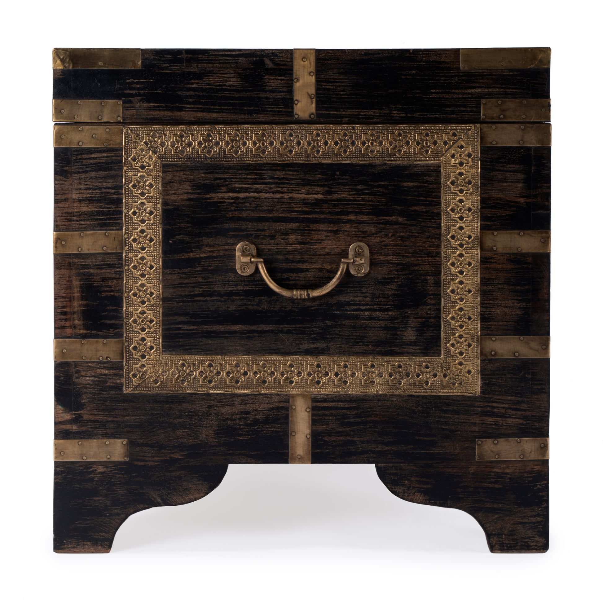 Butler Specialty Company Nador Hand-Painted Brass Inlay Storage Trunk Coffee Table, Brown