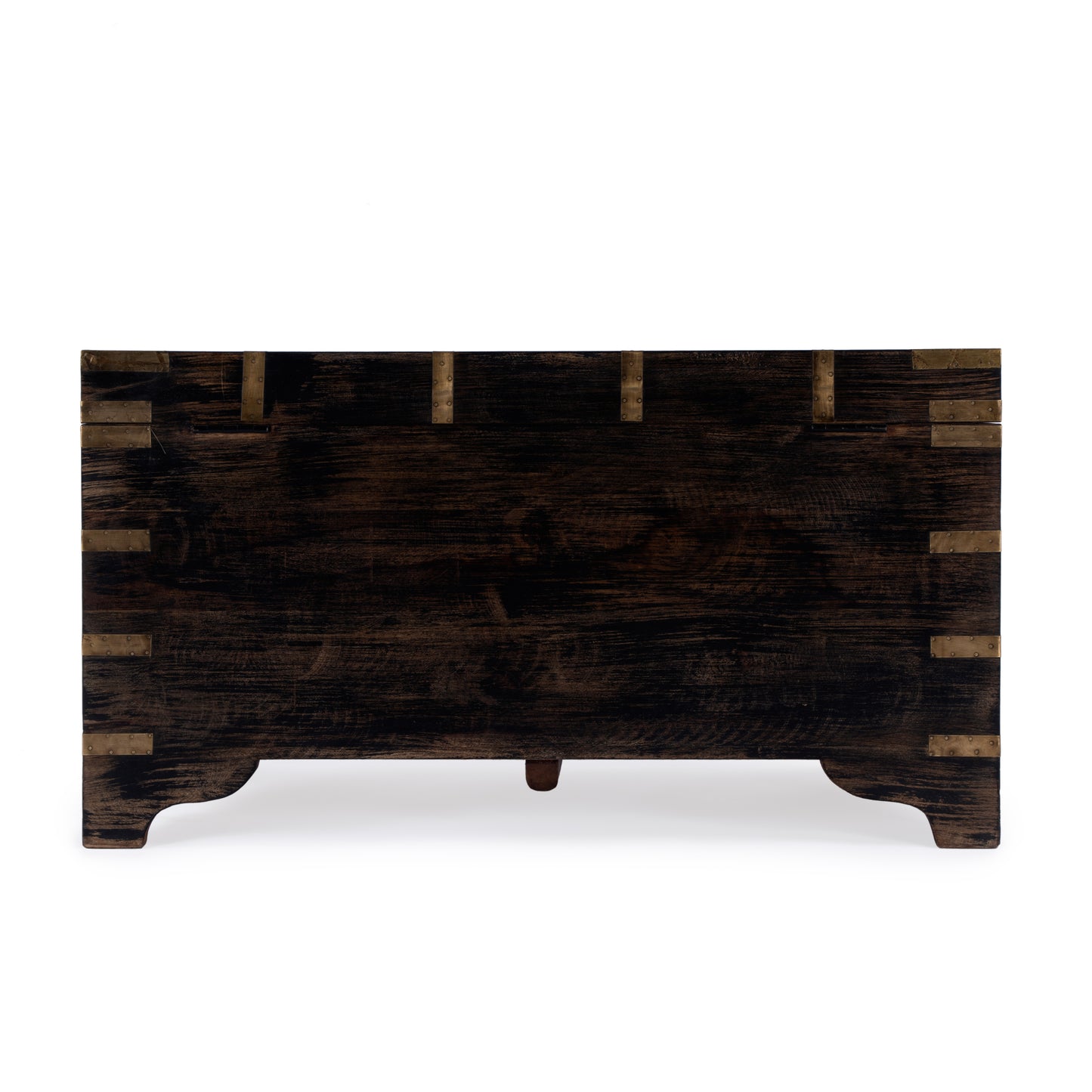 Nador Hand-Painted Brass Inlay Storage Trunk Coffee Table in Brown  3365451