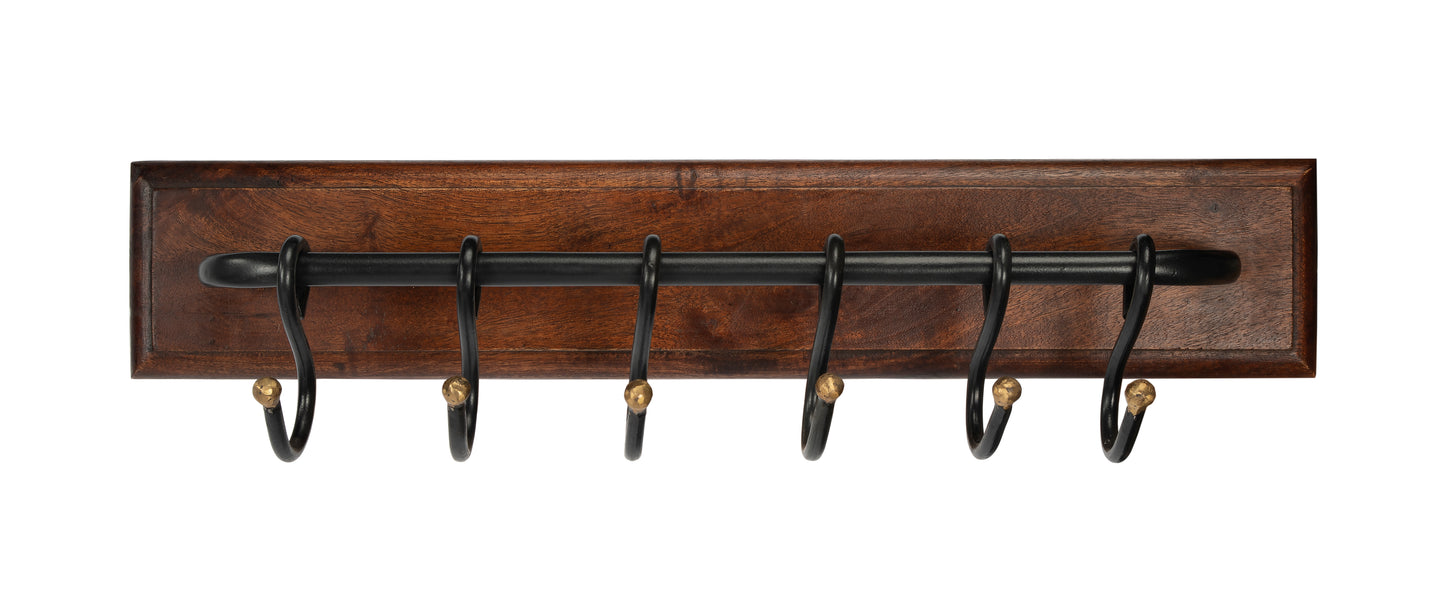 Glendo Iron & Wood Wall Rack in Medium Brown 3366016