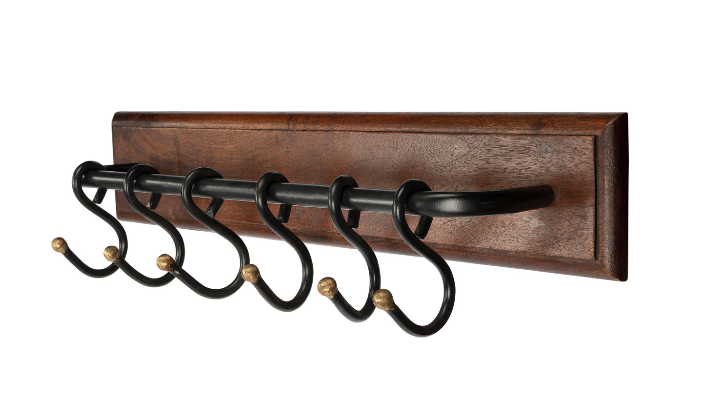 Glendo Iron & Wood Wall Rack in Medium Brown 3366016