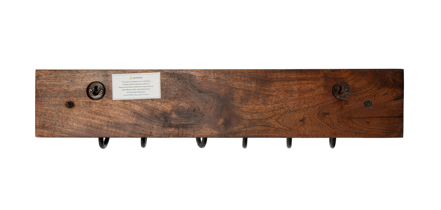Glendo Iron & Wood Wall Rack in Medium Brown 3366016
